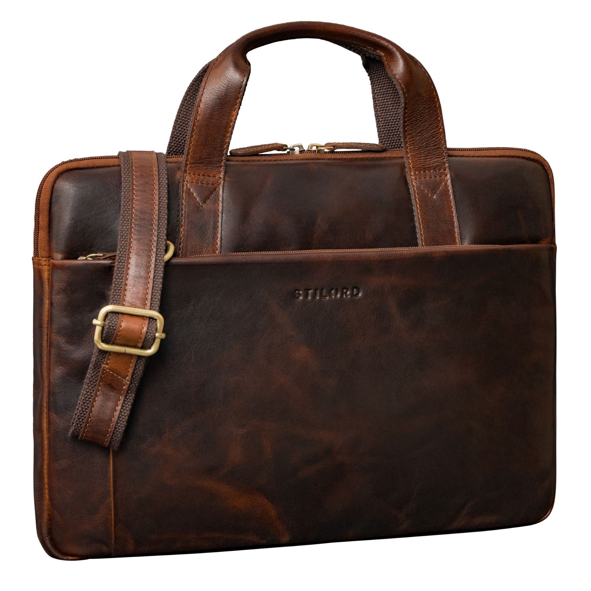 Laptoptasche "Cornelius" Schmale Vintage Laptoptasche 15-16 Zoll Leder Herren