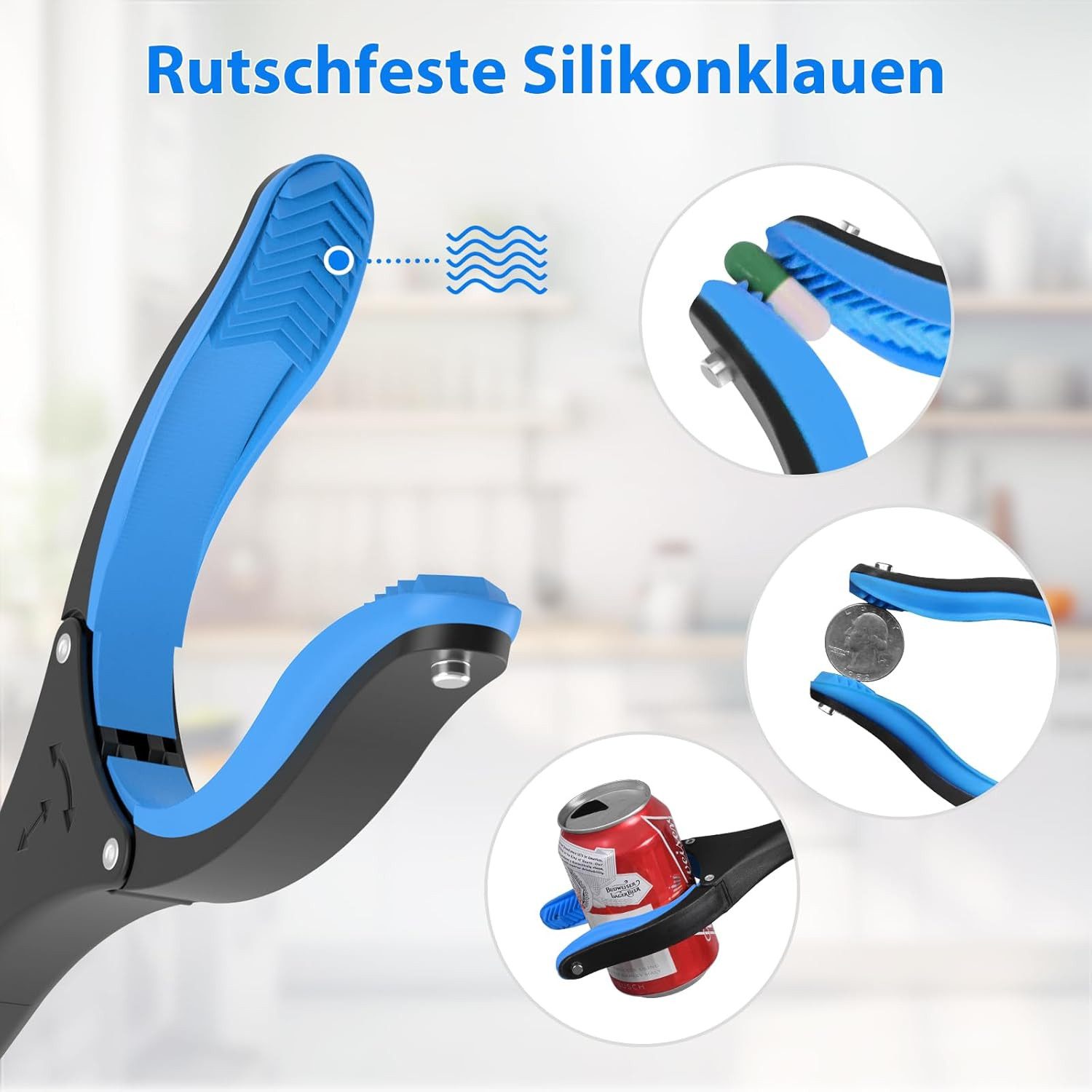 BlingBin Greifzange Greifzange für Senioren Aluminium Faltbare Greifer mit Magnetspitzen, 1er Set 1-tlg., 1pcs, Langer Greifarm für die Müllabfuhr, Abfallsammlung