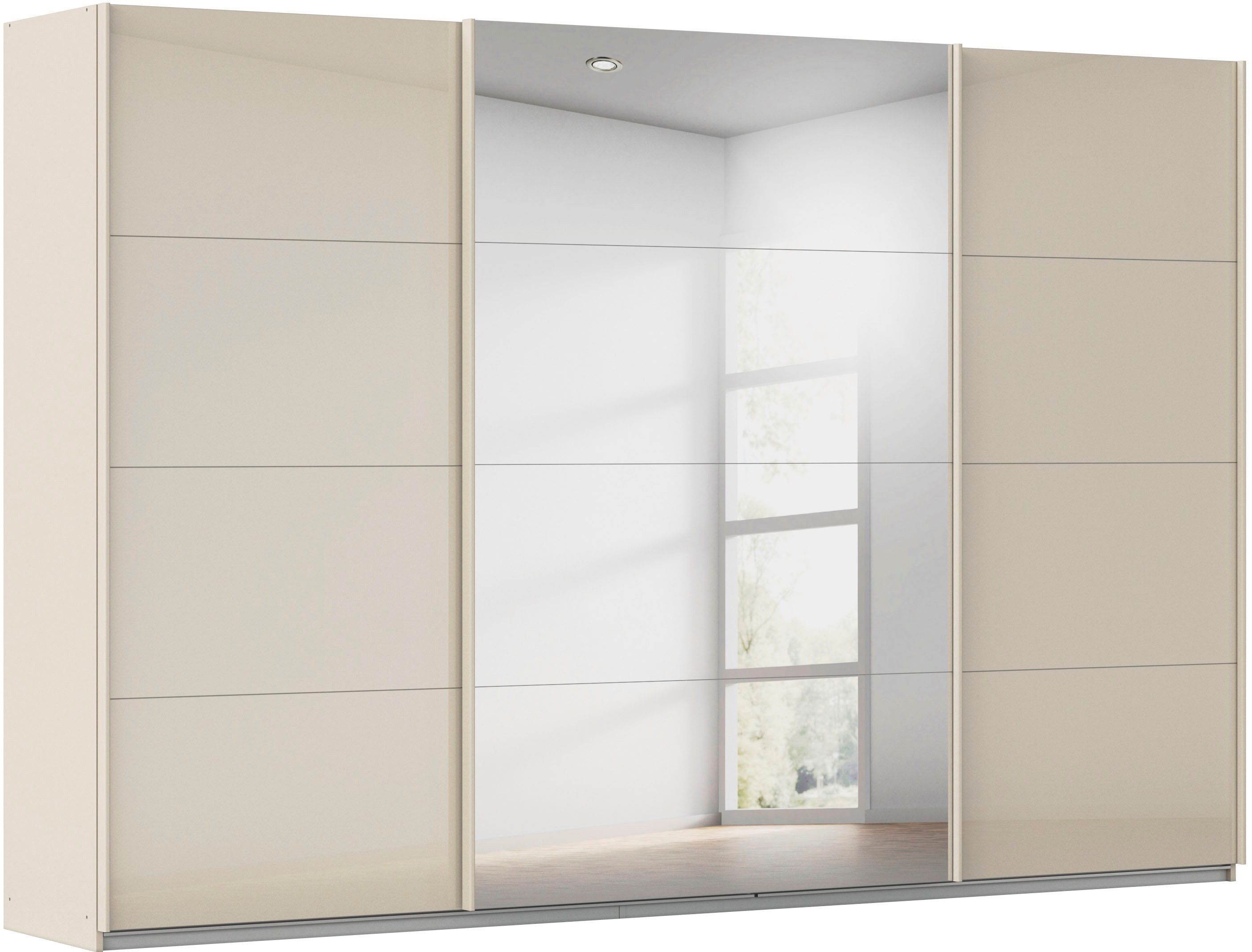 OTTO home Schwebetürenschrank Kleiderschrank Kleiderschränke Schrank Garderobe AGORDO mit Glasfront (Breiten 203/271/315/360 cm, Höhen 210/229 cm) durchdachte Innenausstattung, in 4 Breiten und 2 Höhen MADE IN GERMANY