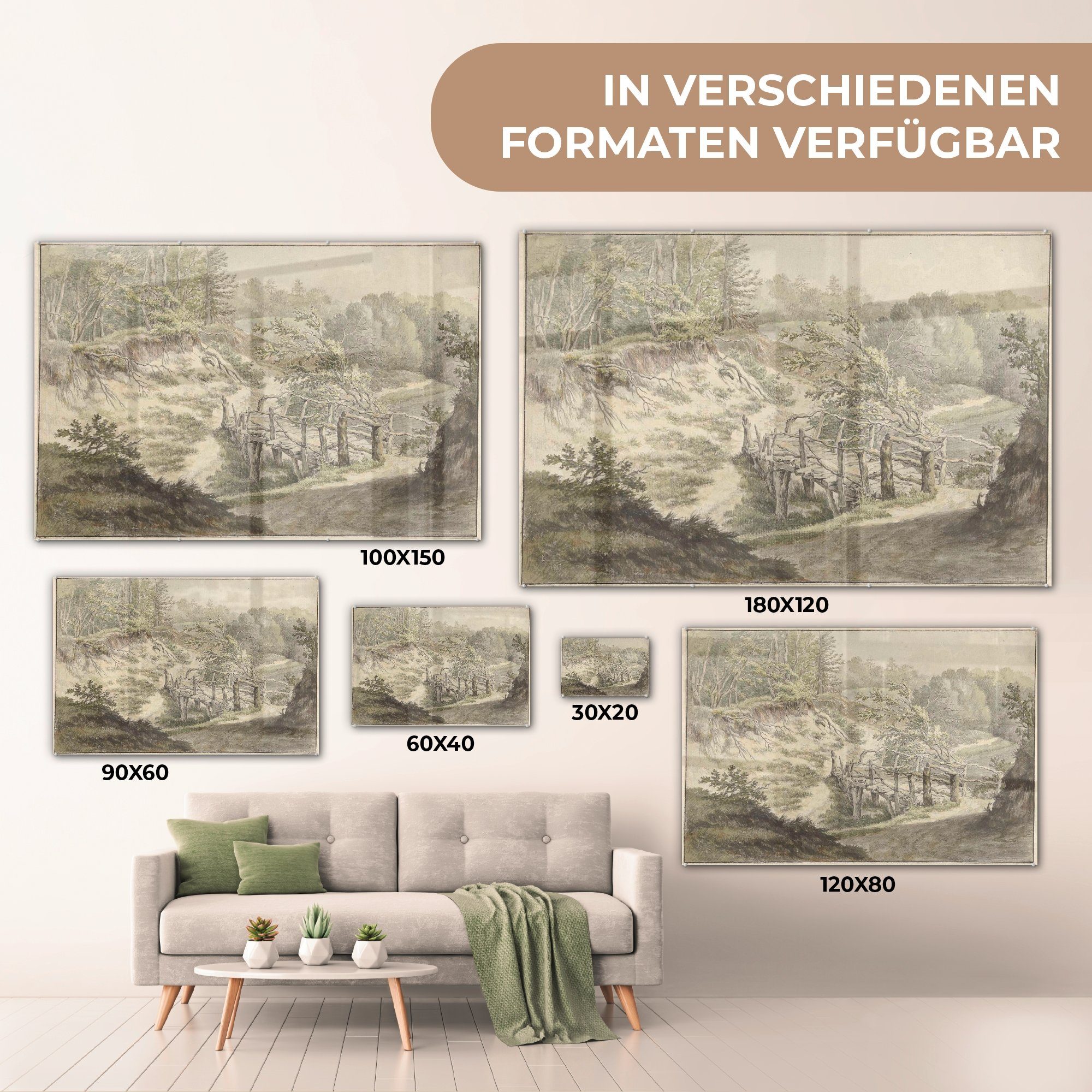 Harmanus (1 MuchoWow Dünenlandschaft Holzbrücke von Acrylglasbild Acrylglasbilder Uppink, Gemälde - mit Schlafzimmer & Wohnzimmer St),