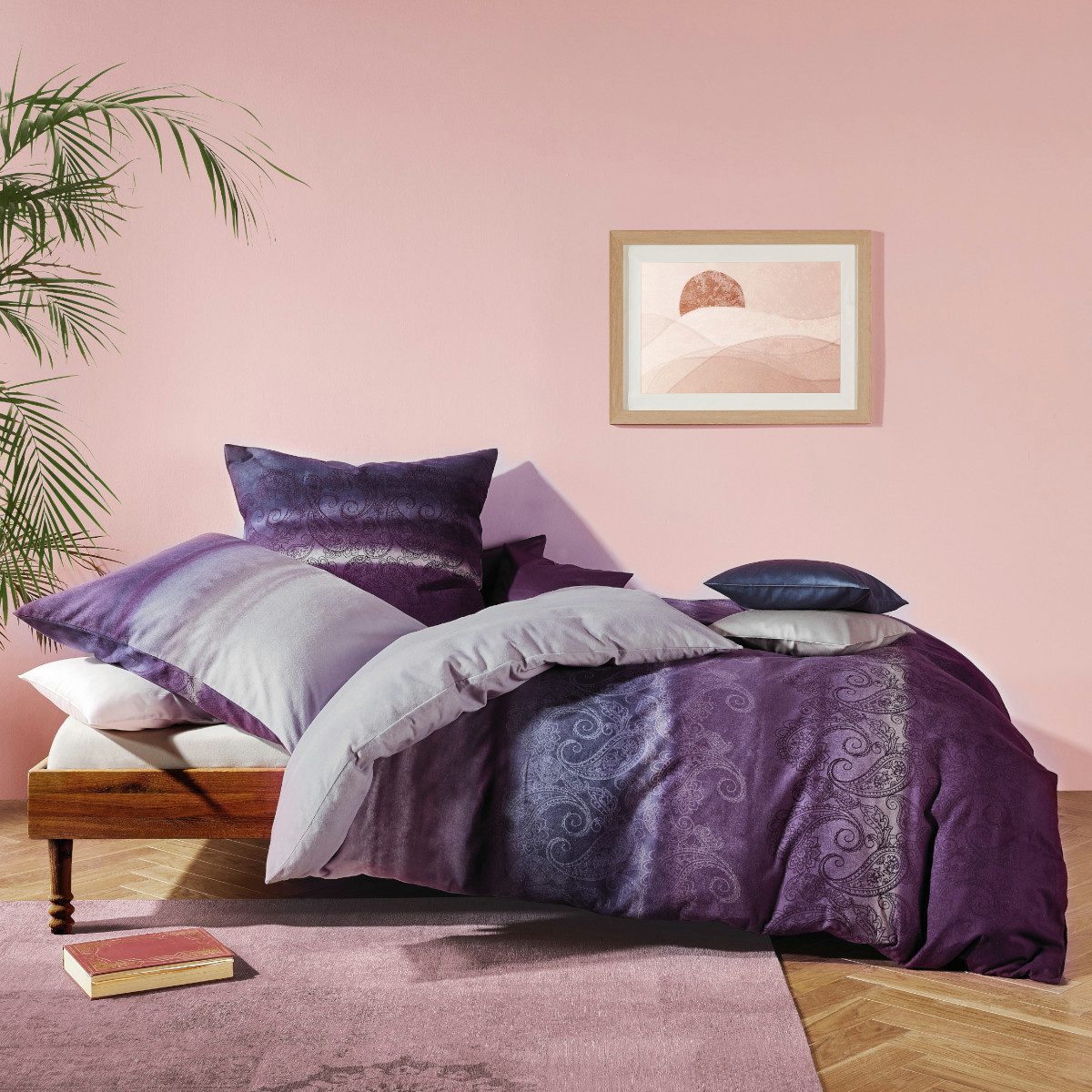 Bettwäsche Jersey Mara in 135x200 + 80x80 cm 21235 aubergine lila Paisley