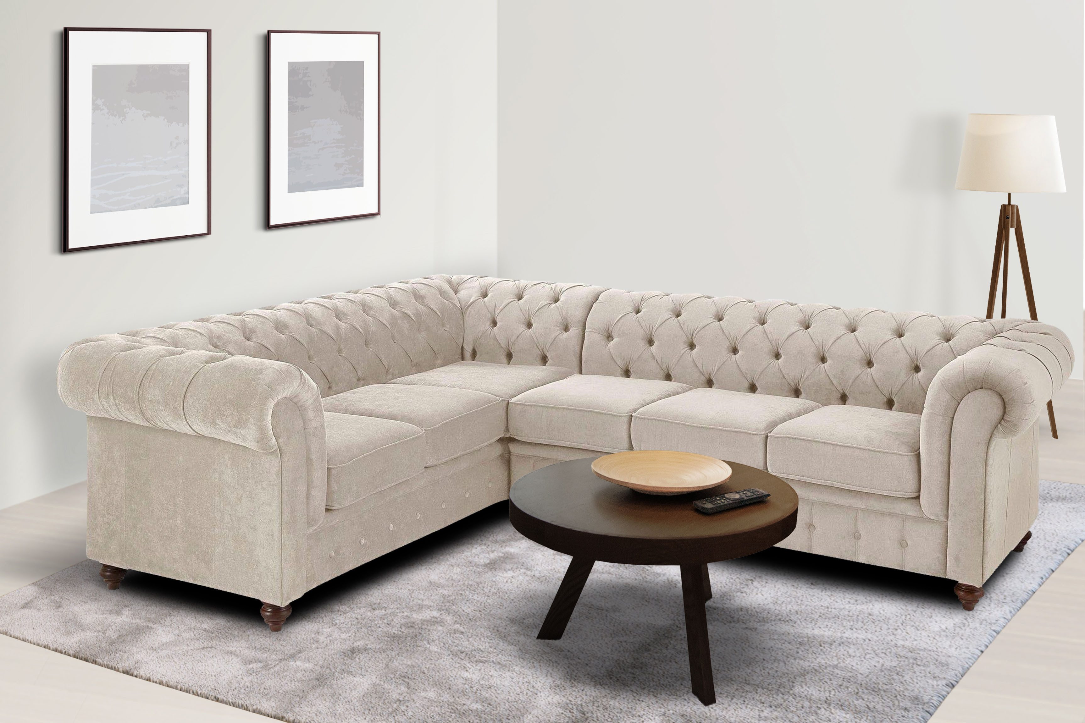 Home affaire Chesterfield-Sofa Chesterfield Ecksofa, auch in Leder L-Form, günstig online kaufen