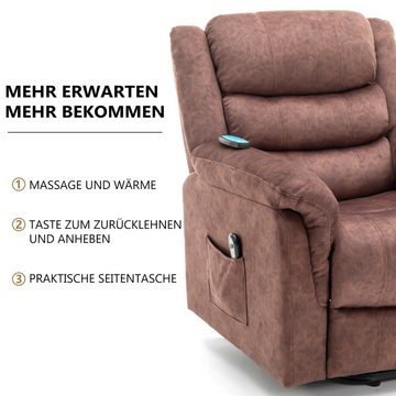 Merax TV-Sessel, Relaxsessel Aufstehhilfe Wärme, Massagesesel elektrisch