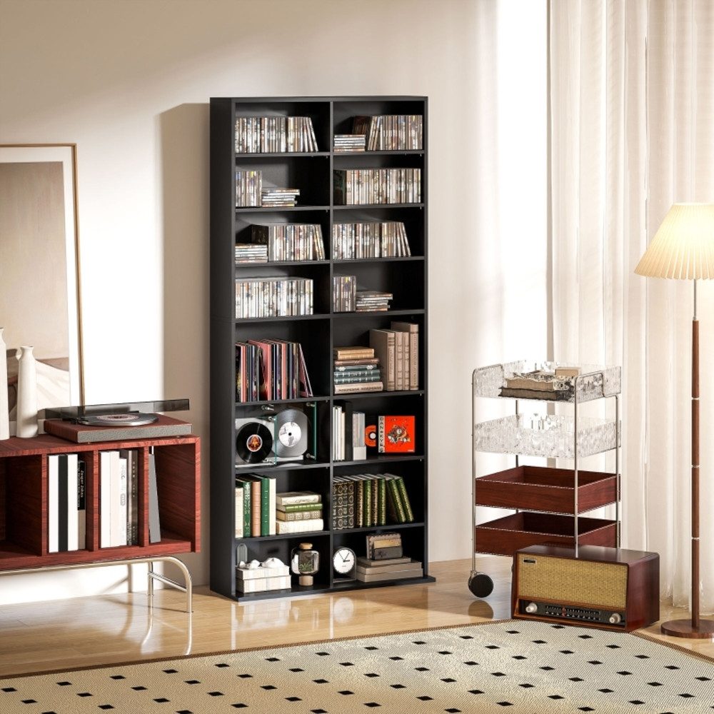 Bücherregal Regal 78,5x175x24 cm CD Aufbewahrungsregal Schwarz für bis zu 640 CDs