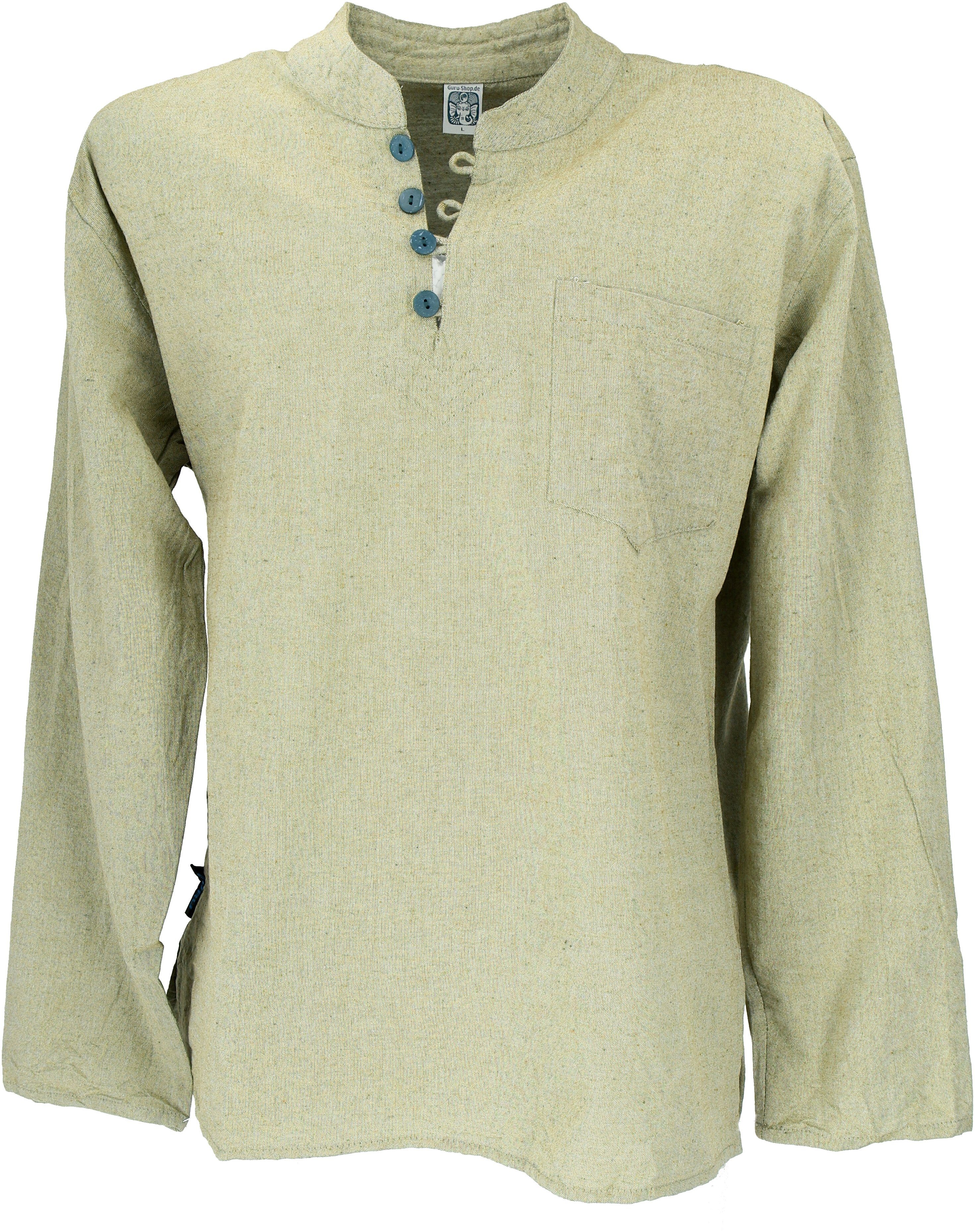 Guru-Shop Hemd & Shirt Nepal Ethno Yogahemd mit Kokosknöpfen,.. alternative Bekleidung, Ethno Style
