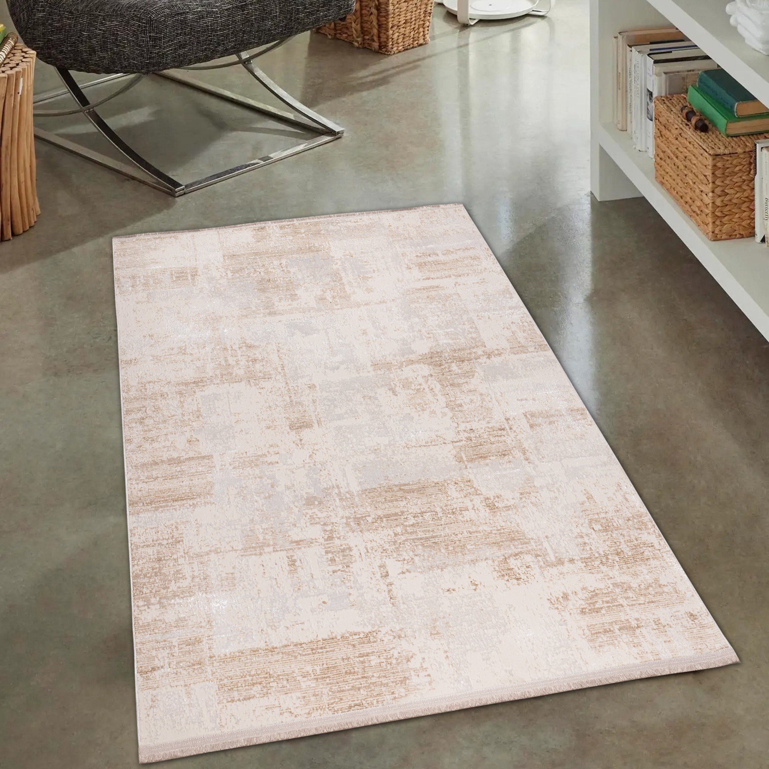 Carpetia Teppich Eleganter Wohnzimmer-Teppich, glänzend, in beige-weiß, rec günstig online kaufen
