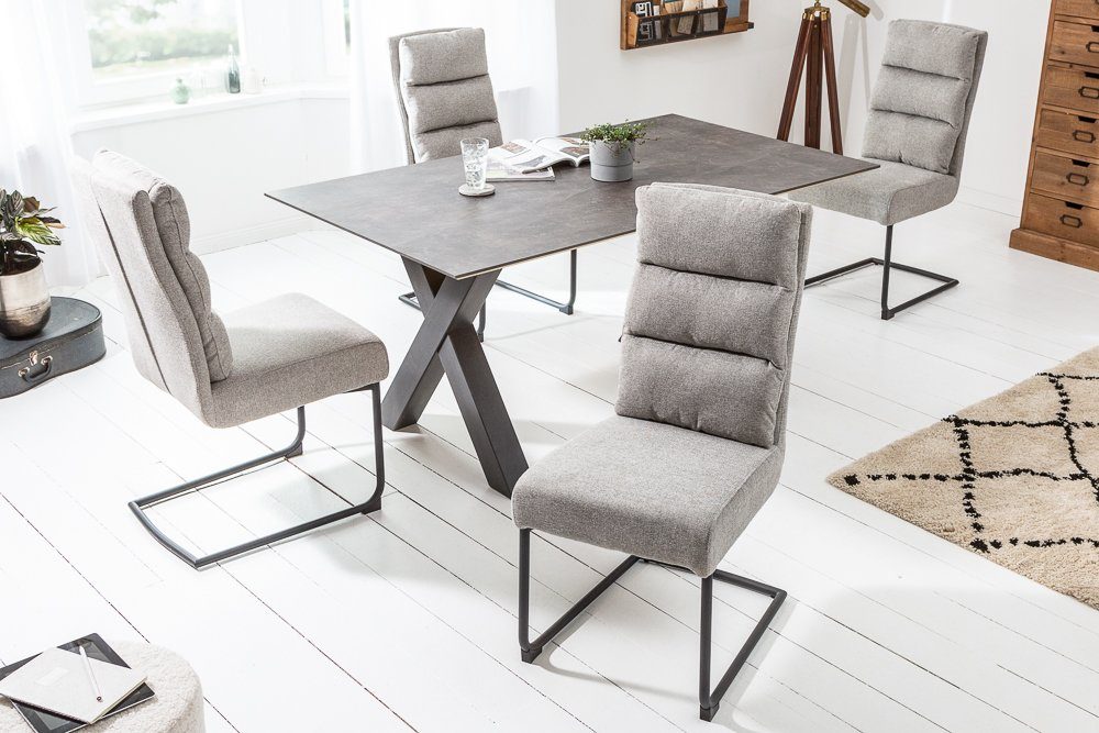 riess-ambiente Freischwinger COMFORT vintage hellgrau, Esszimmer günstig online kaufen