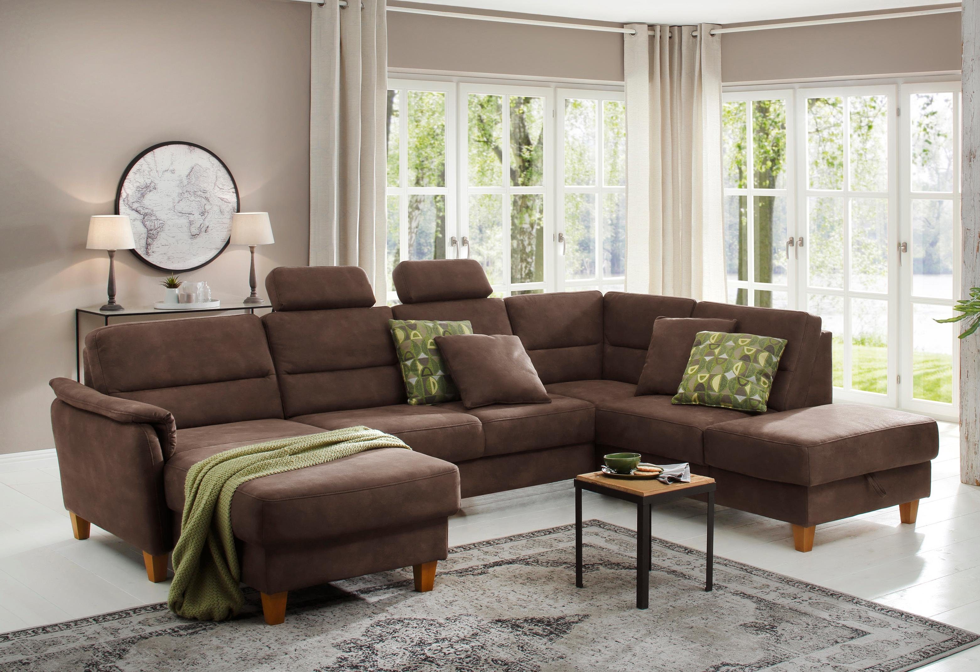 Home affaire Wohnlandschaft "Palmera U-Form, B: 308 cm" optional Bettfunkti günstig online kaufen