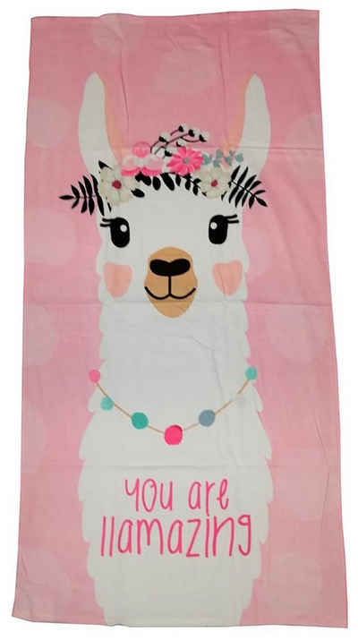 Jerry Fabrics Handtuch Lama Handtuch Strandtuch You are IIamazing pink, Frottee (1-St)