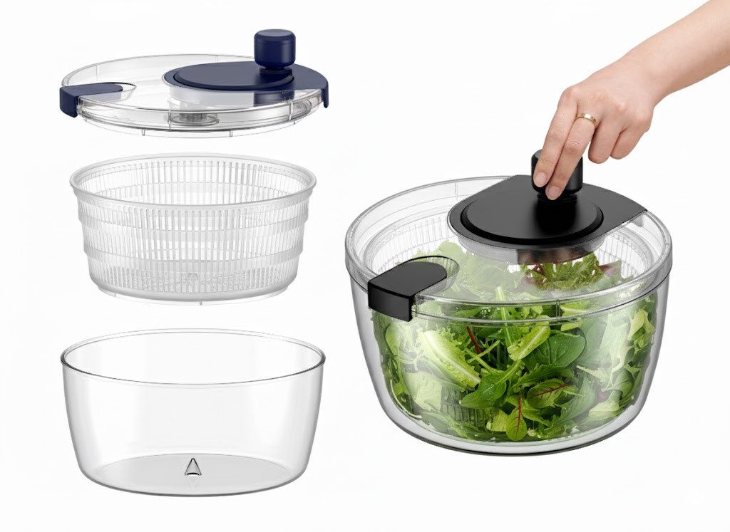 Faizee Home Gemüse-Scheibenschneider Faizee Home, Salatschleuder FreshFlow – Manuelle Gemüse