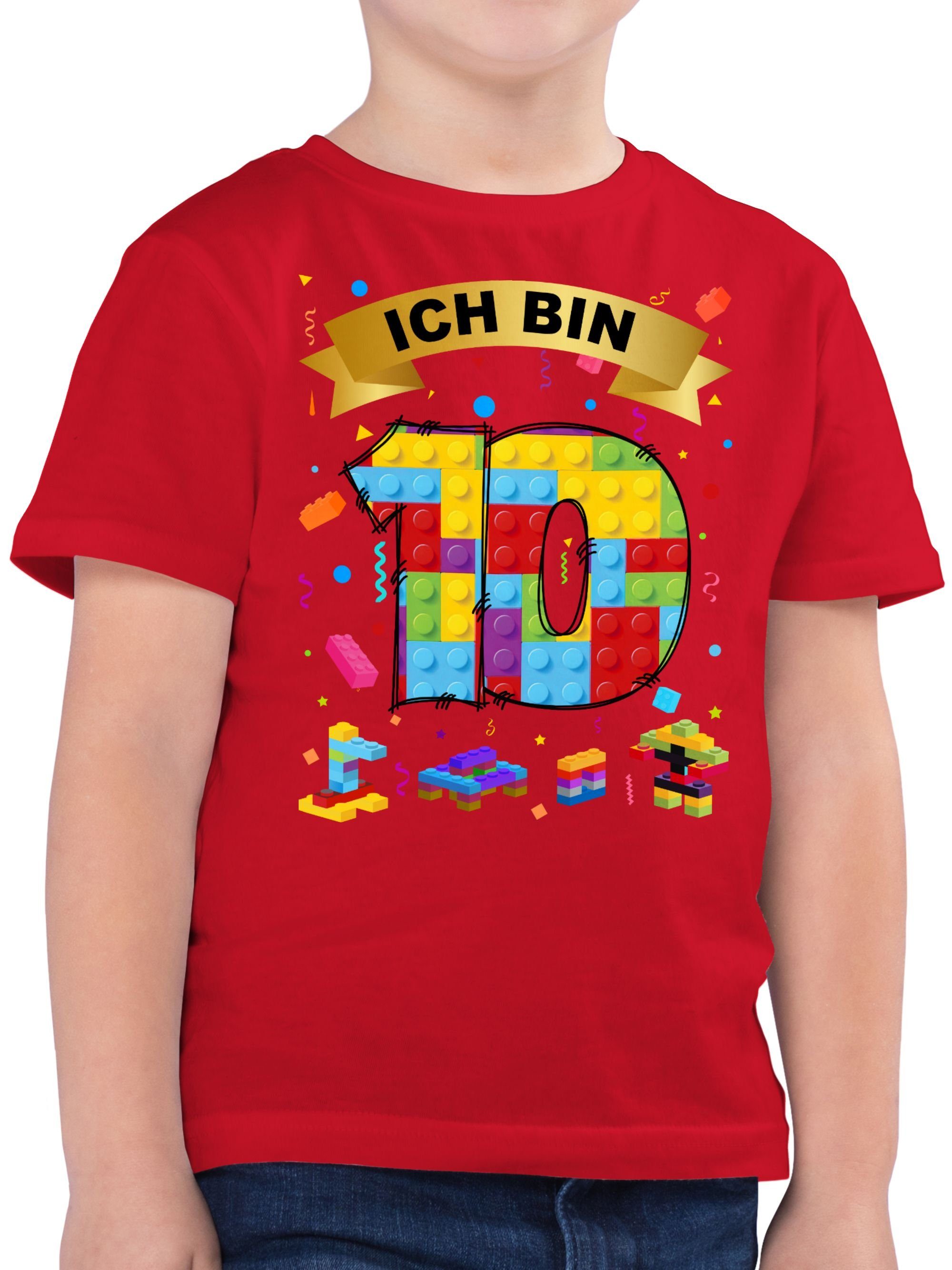 Shirtracer T-Shirt Ich bin 10 Bausteine 10. Geburtstag 02 Rot
