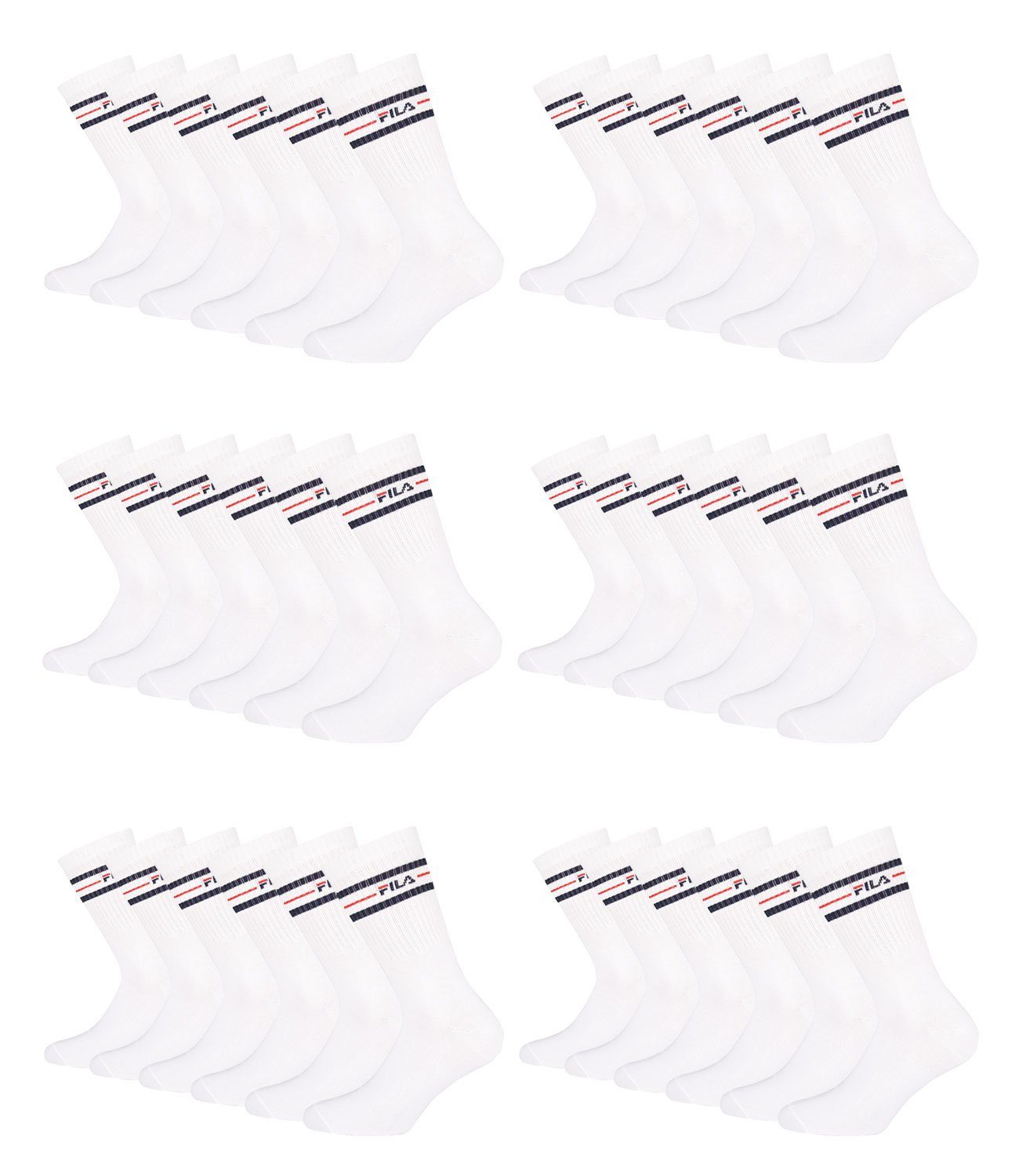 300 Sportsocken Tennissocken white Fila mit (18-Paar) weichen Bündchen Vintage