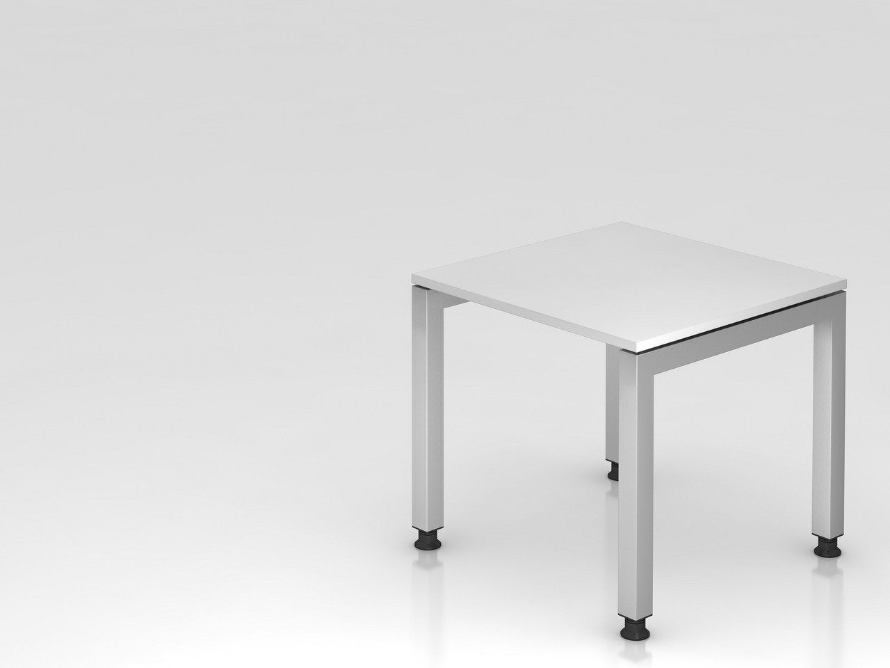 PROREGAL® Schreibtisch H 68-76cm Gestell , BxT 80x80cm, Schreibtisch Silber Weiß Pejo, Ahorn