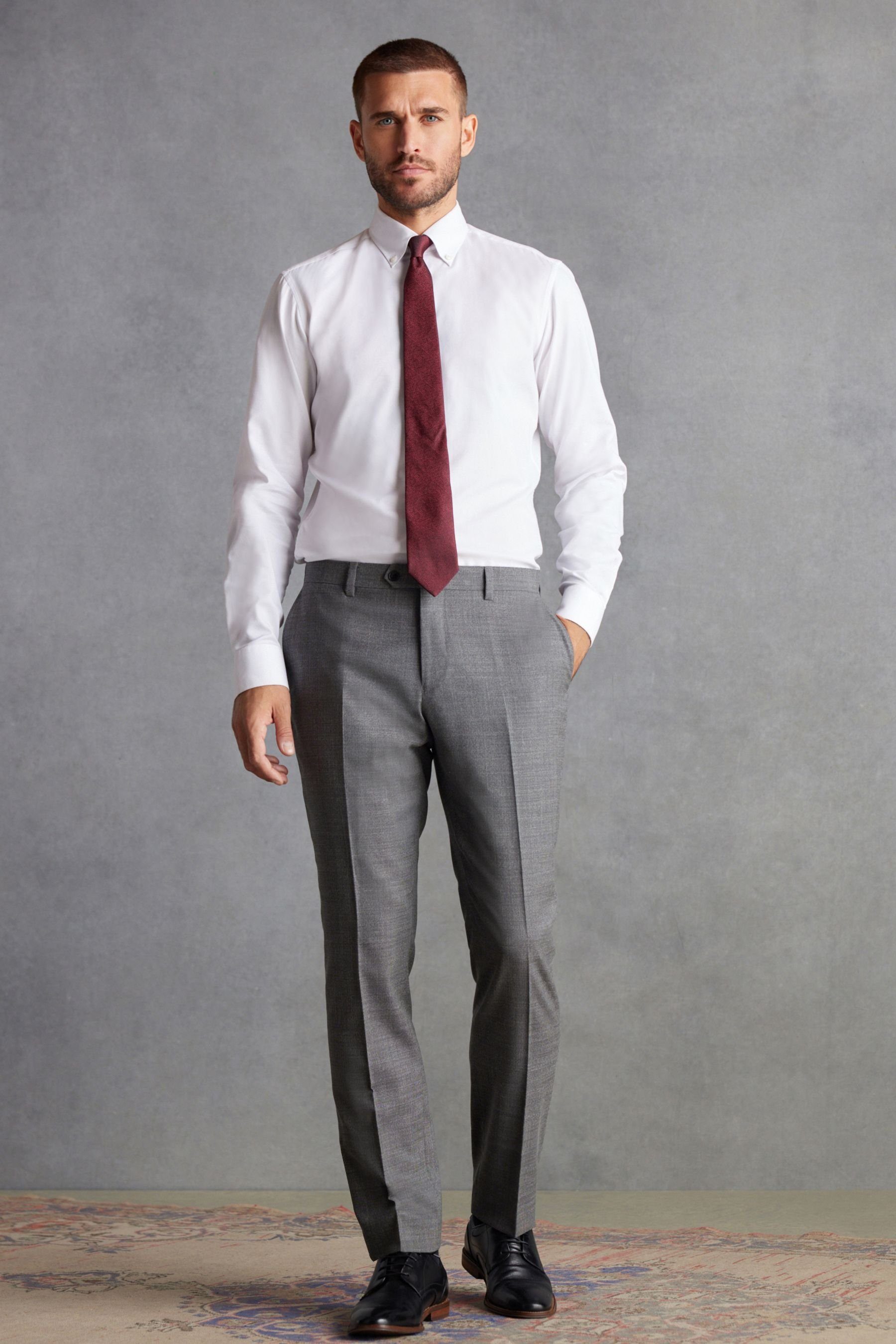 Grey Anzughose Slim Next Signature Fit strukturiertes (1-tlg) Anzughose