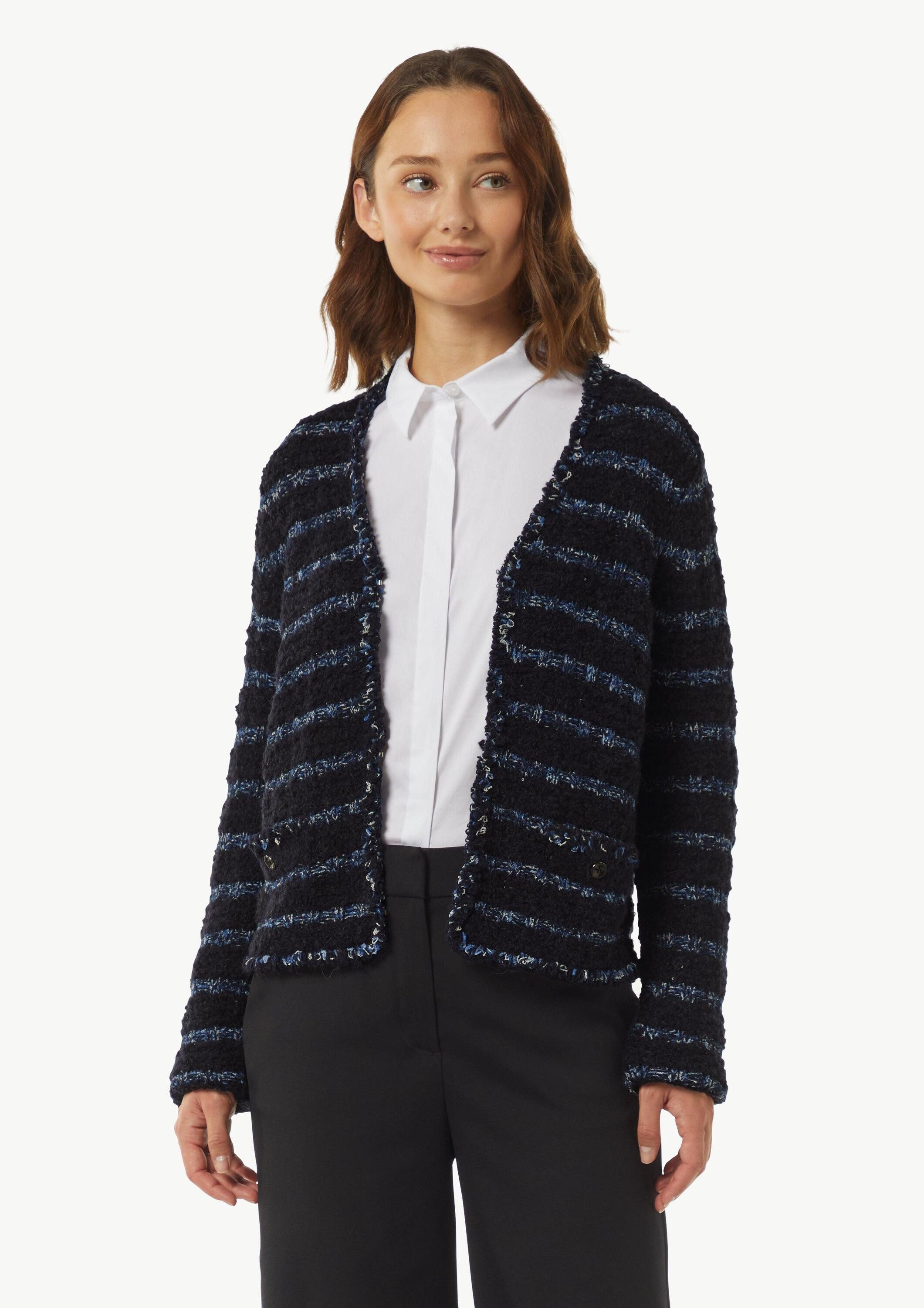 comma Cardigan Strickjacke Strickjacke aus Effektgarn mit Fransen