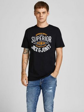 Jack & Jones T-Shirt Denim JJELOGO Print Kurzarm O-NECK T-Shirt (1-tlg) 3662 in Schwarz