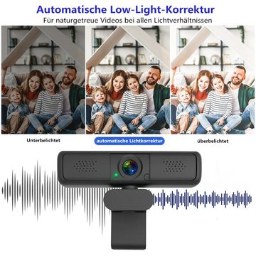 MECO Full HD-Webcam (2K, 2K, mit Sichtschutz, Autolichtkorrektur, 110°Weitwinkel)