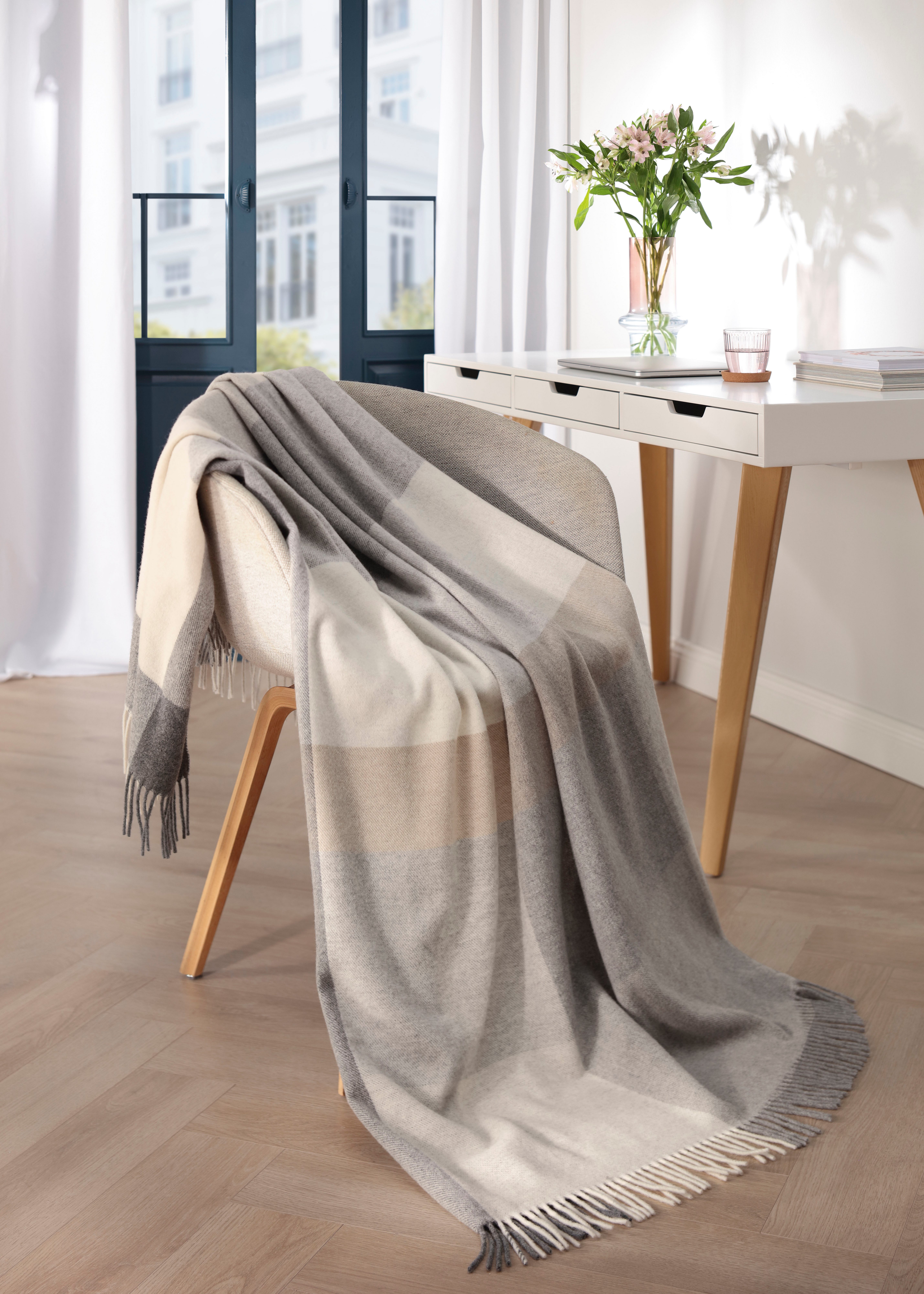 Biederlack Plaid »Soft Impression im Doubleface-Look«, Wolle-Kaschmir-Mix günstig online kaufen