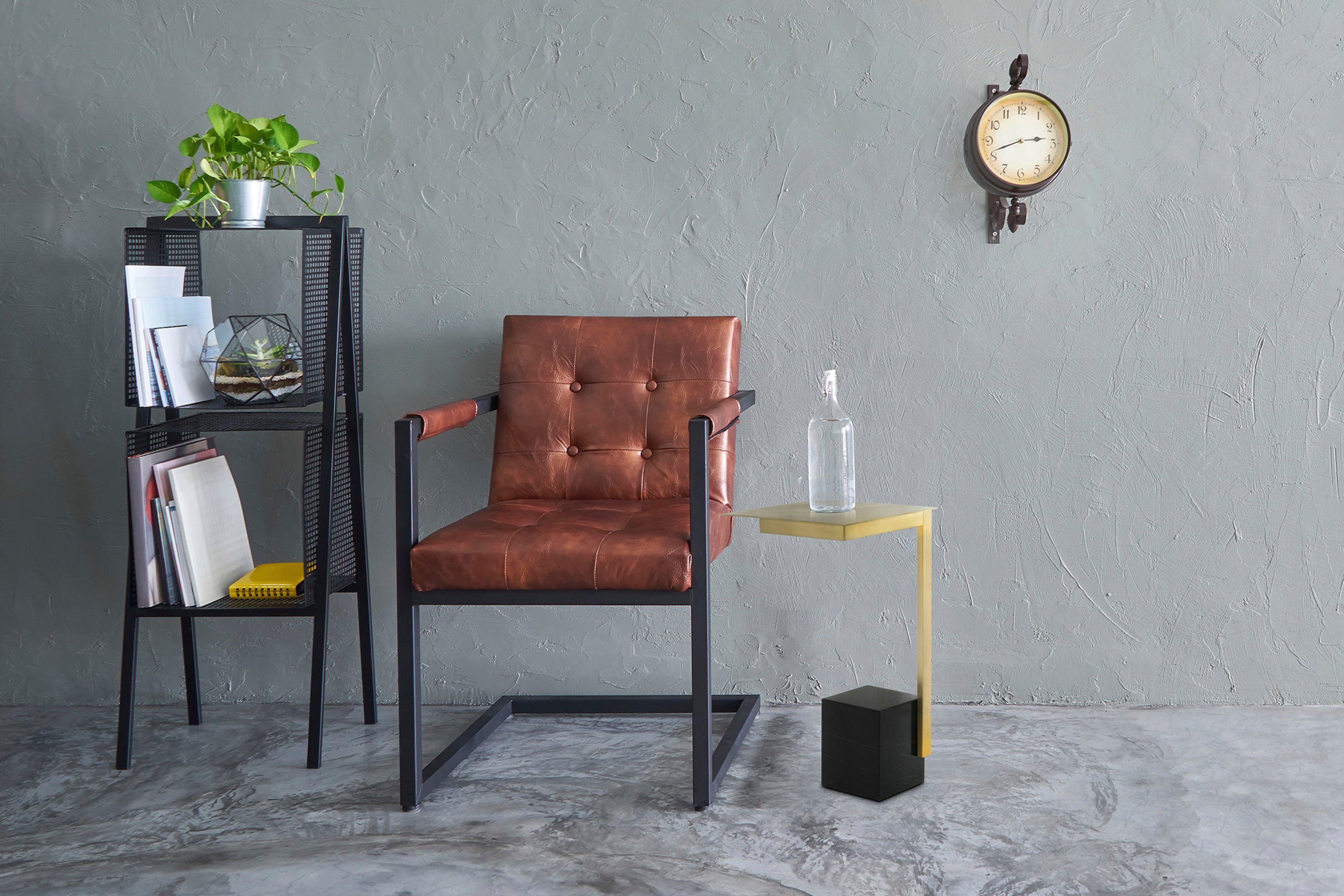 Kayoom Beistelltisch Rocio 225, Passender Marmorfuß in kantigem Design (1-St), Eckiger Marmorfuß, eckige Ablagefläche und Gestell aus Edelstahl