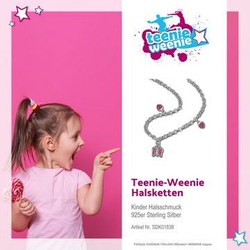 Teenie-Weenie Kette mit Anhänger Teenie-Weenie Schmetterling Herzen, Kinder Halskette (Schmetterling, Herzen) ca. 38cm, 925 Sterling Silber