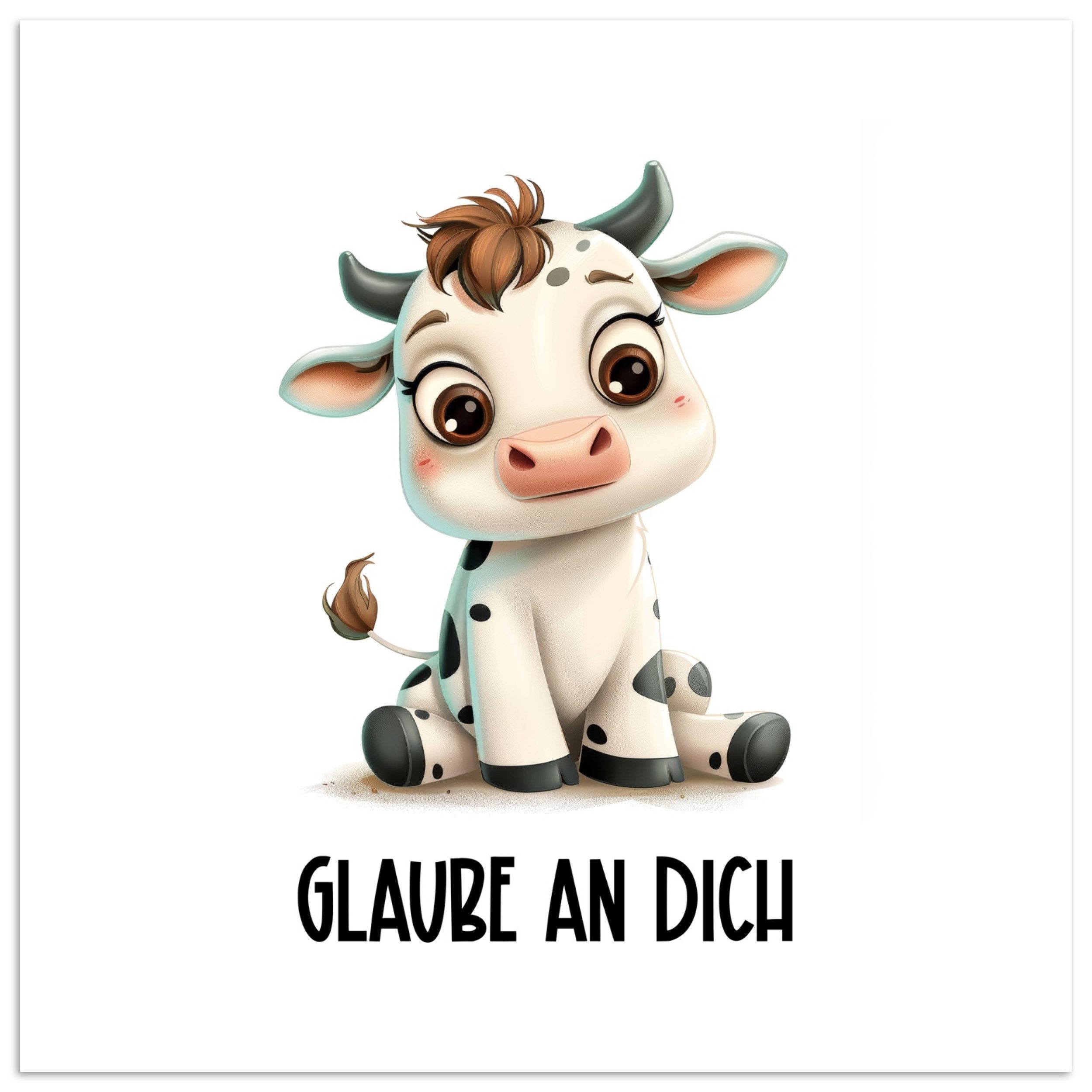 Poster Kuh - Weiß - Tiere - Glaube an dich selbst