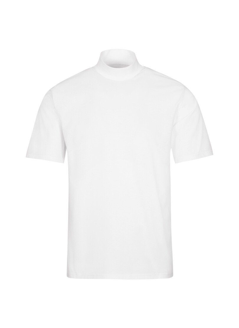 Trigema T-Shirt TRIGEMA Stehkragen mit weiss T-Shirt