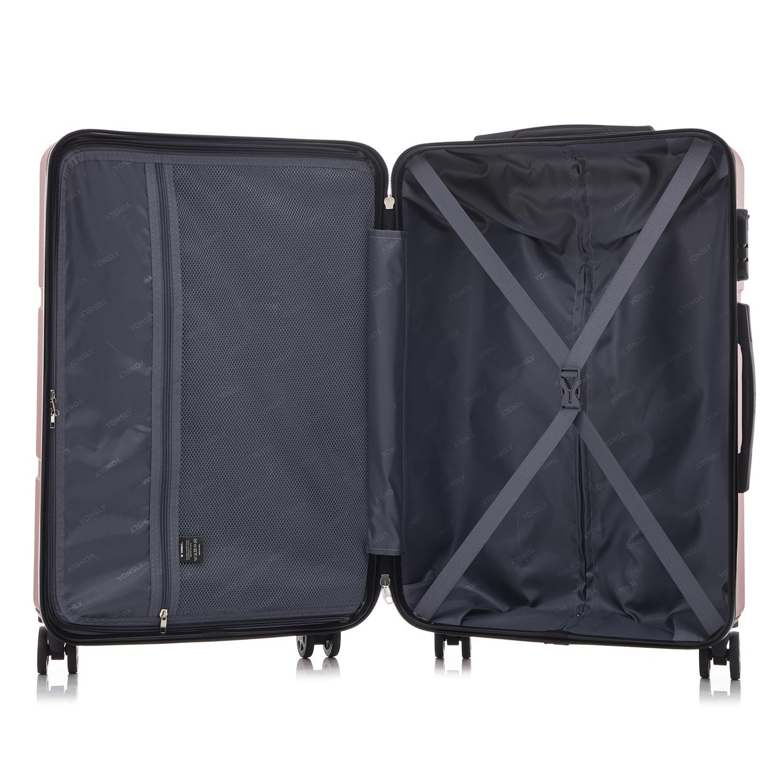 YONSLY Kofferset Reisekoffer Set Hartschale ABS, 4 Rollen, (Spar-Set, 2 tlg., Hartschalen Trolley Set), Wasserabweisend Stoßfest Robust