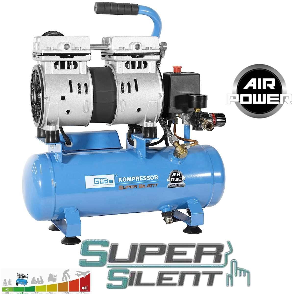 Güde SILENT Direktgetrieben, 550W Kompressor 105/8/6 Airpower Güde Bohrfutter 6l mit