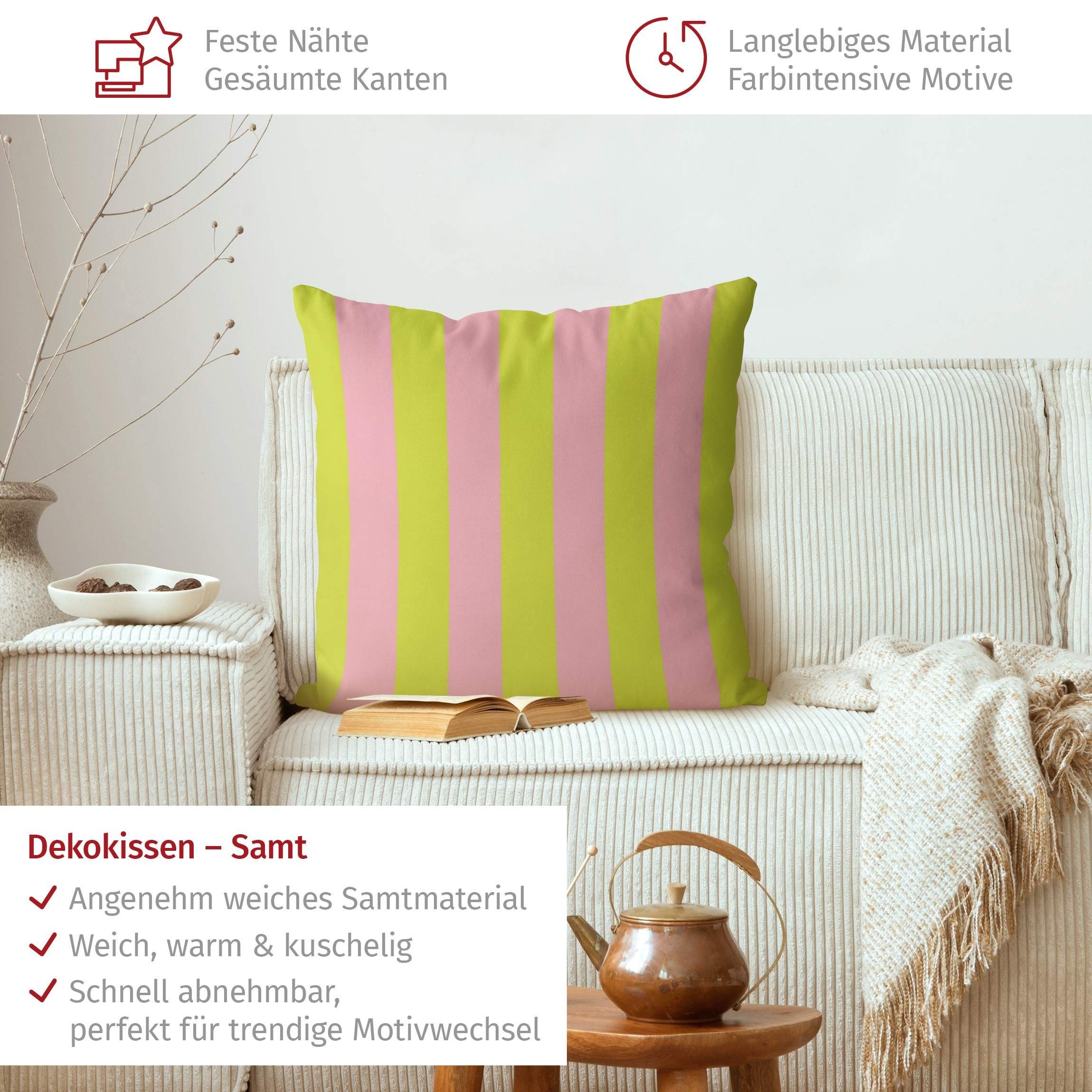 Bilderdepot24 Dekokissen drinnen Kissenhülle/ Sofakissen/ Zierkissen grün Muster Pop Art, Bezug mit / ohne Füllung Zierkissen Outdoor Sofa Bett