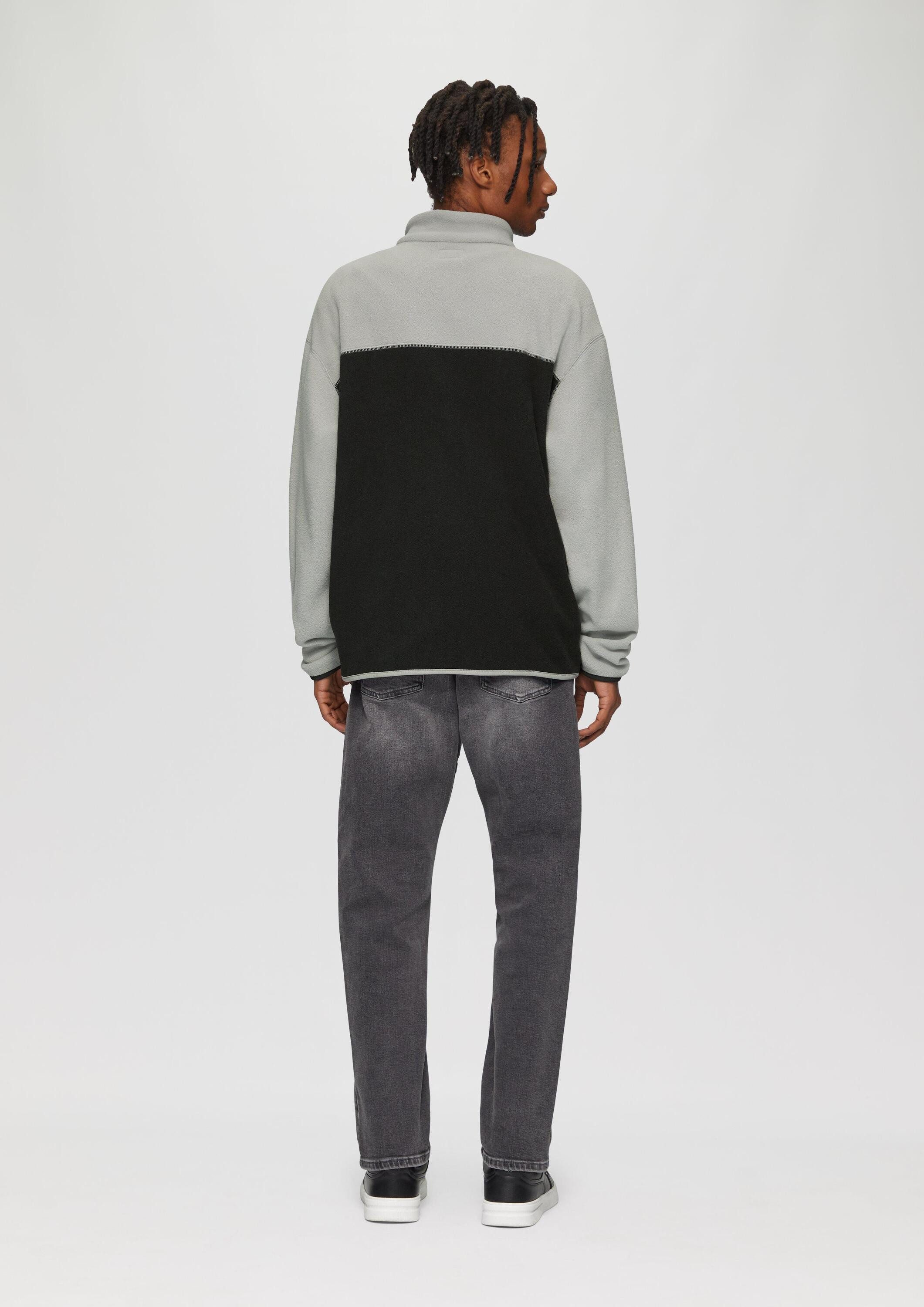 QS Sweatjacke Sweatshirt Jacke Fleecejacke mit Stehkragen