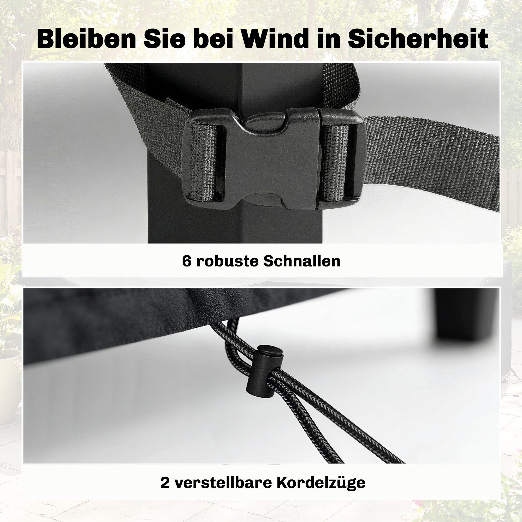 Outsunny Gartenmöbel-Schutzhülle V-förmig Anti-UV 420D Oxford Gewebe Winddicht Abdeckhaube (Winterfest Abdeckung, 1-St., Wasserdicht Abdeckplane), für Gartentis – Bild 5 von 5