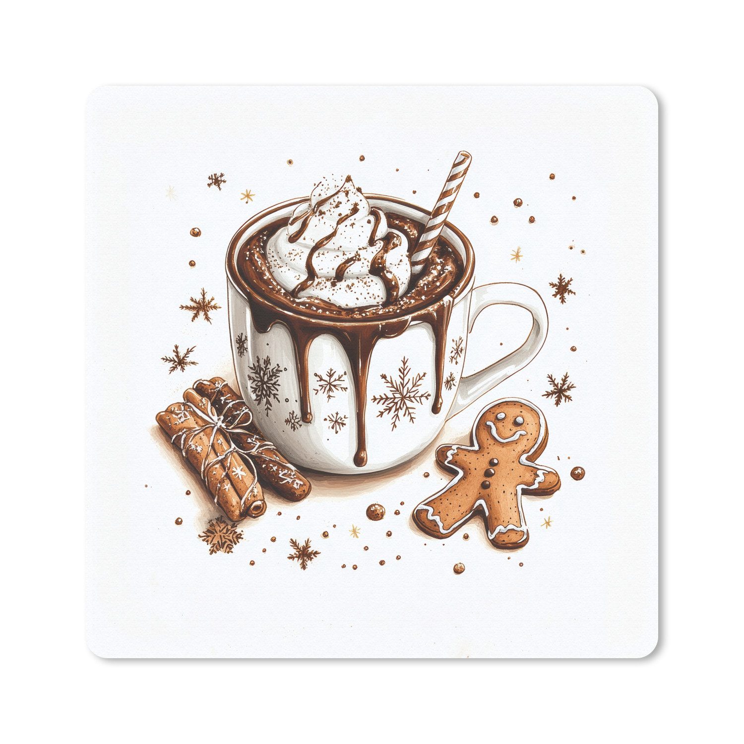 MuchoWow Mauspad Chocomel - Dekoration - Torte - Winter - Weihnachten (1-St), Mauspad, Büro Zubehör, Dekoration, Desk Mat, 30x30 cm