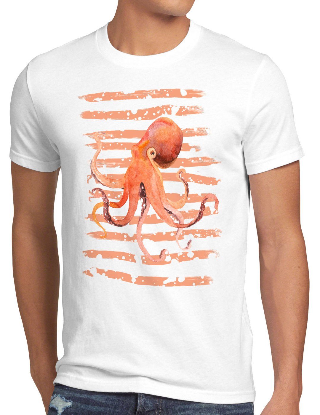 style3 Print-Shirt Herren strand octopus oktopus T-Shirt Inked urlaub tintenfisch