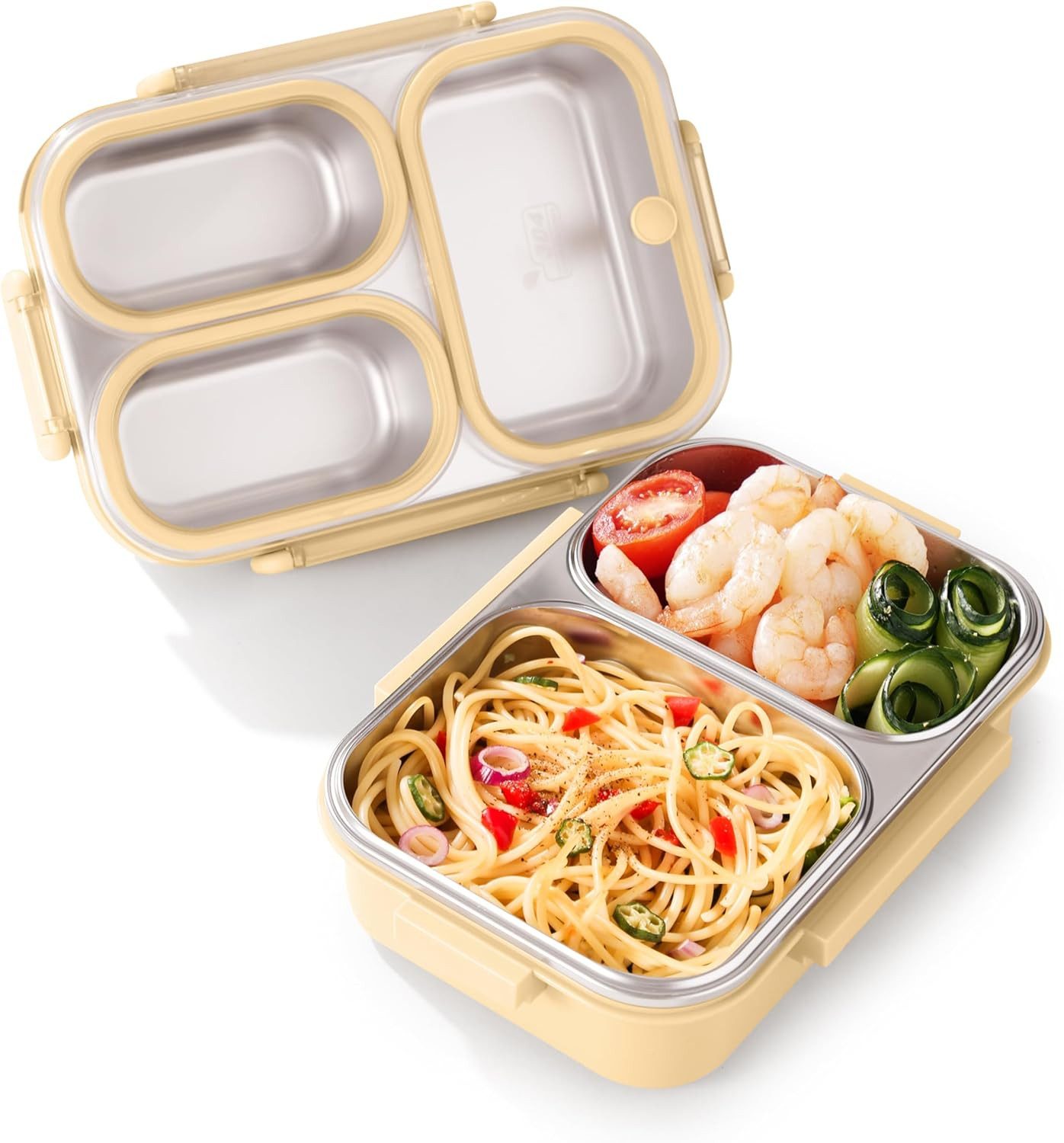 Agger Lunchbox 800ml Brotdose mit 3 Fächern,Lunchbox für Kinder und Erwachsene, (Edelstahl 304), für Schule, Büro und unterwegsIdeal, für alle Altersgruppen