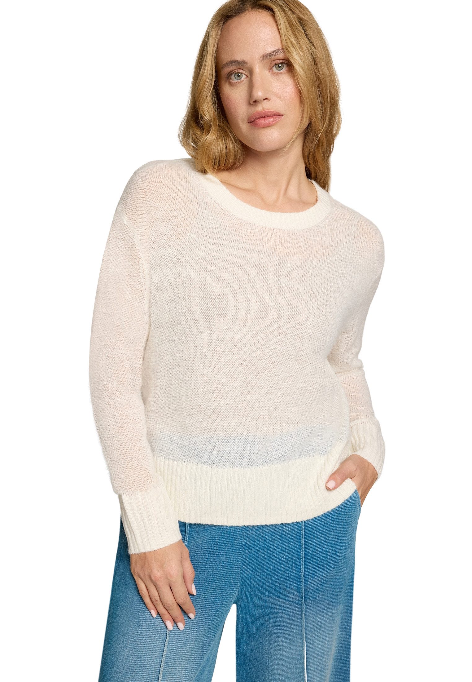 Zero Strickpullover Damen mit Alpakawolle (1-tlg) Plain/ohne Details