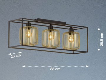 meineWunschleuchte LED Deckenleuchte, Dimmfunktion, LED wechselbar, Warmweiß, ausgefallene große Designer Gitter Lamellen-Lampe Industrial 83cm lang