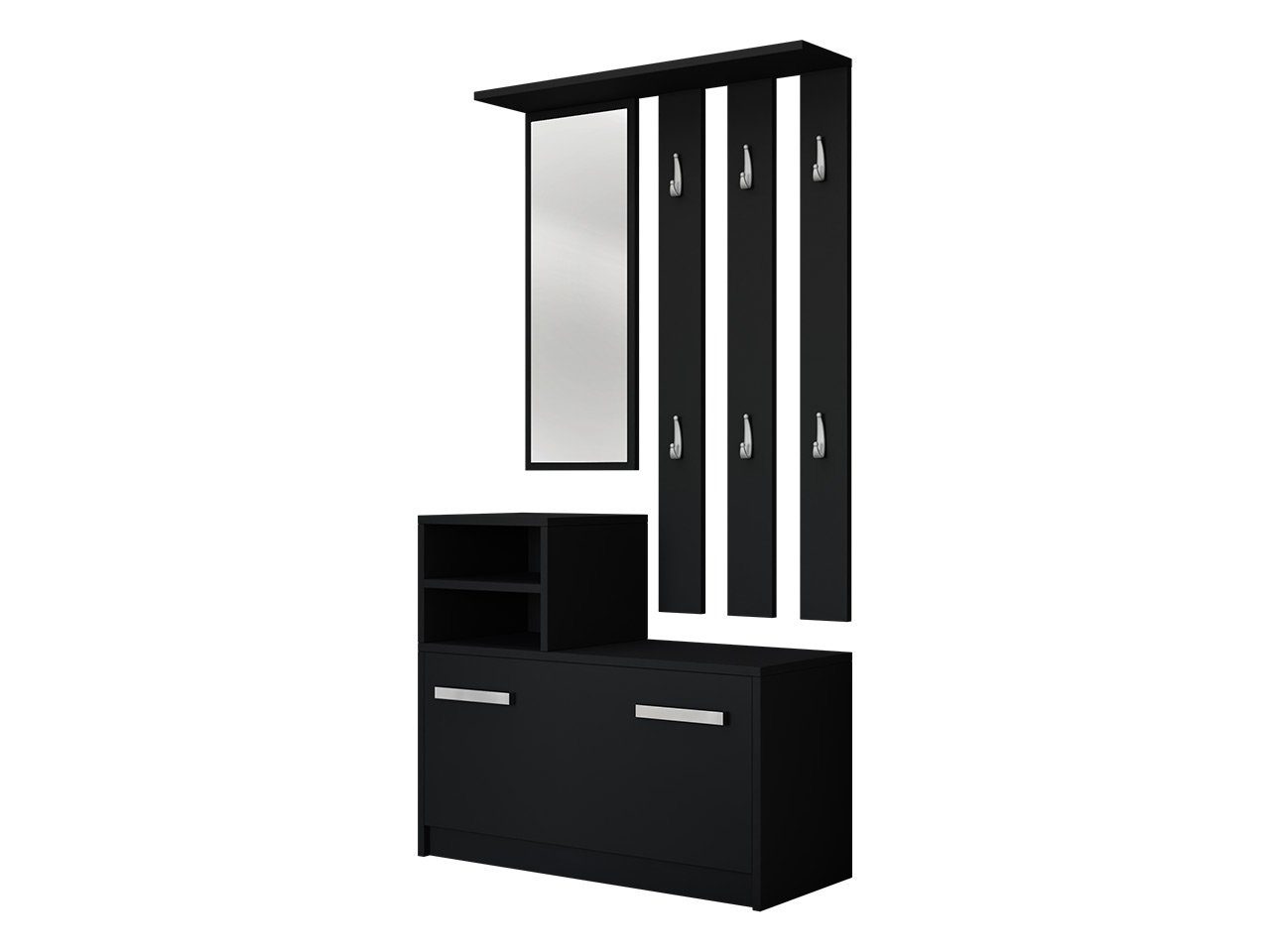 MIRJAN24 Garderoben-Set Kolom, mit 6 Kleiderhaken, Spiegel, Schuhschrank, Wandgarderobe