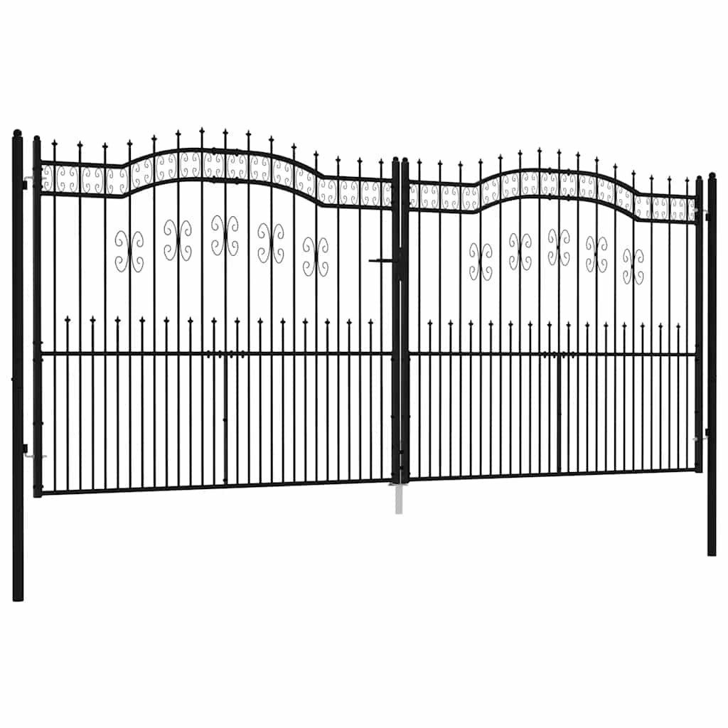 vidaXL Gartentor Gartentor KAMPEN mit Speerspitze Schwarz 394,5 x 172 cm Stahl