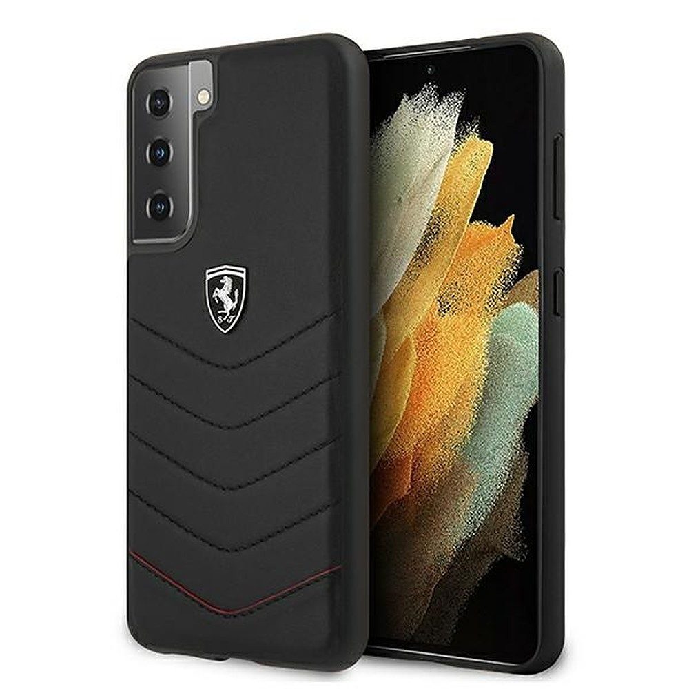 Ferrari Handyhülle Lederhülle Schutzschale Steppdesign 6,2 Zoll, Echtleder, gesteppt, kabellos ladefähig