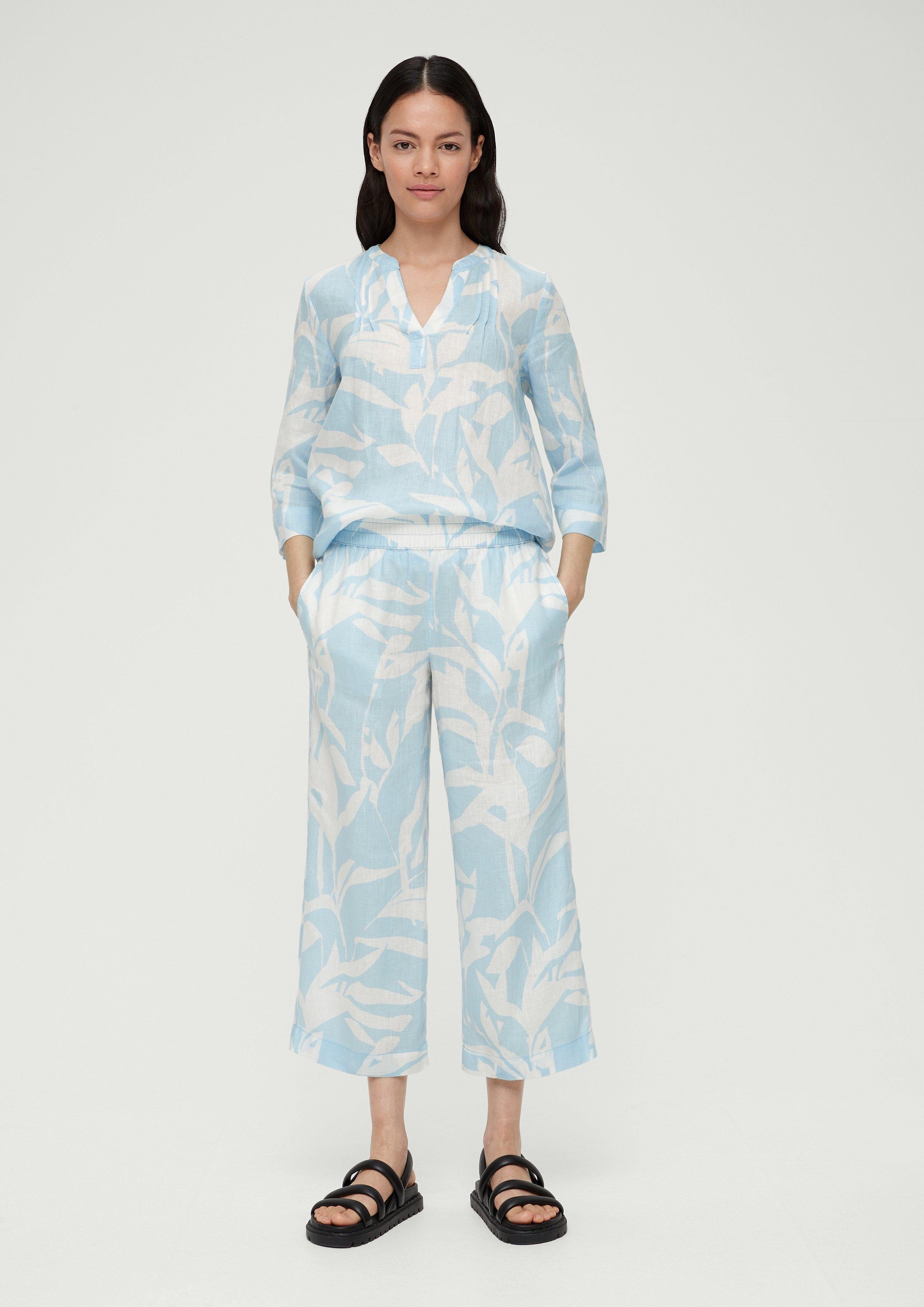 Relaxed: Hose hellblau s.Oliver mit Allover-Print 3/4-Hose