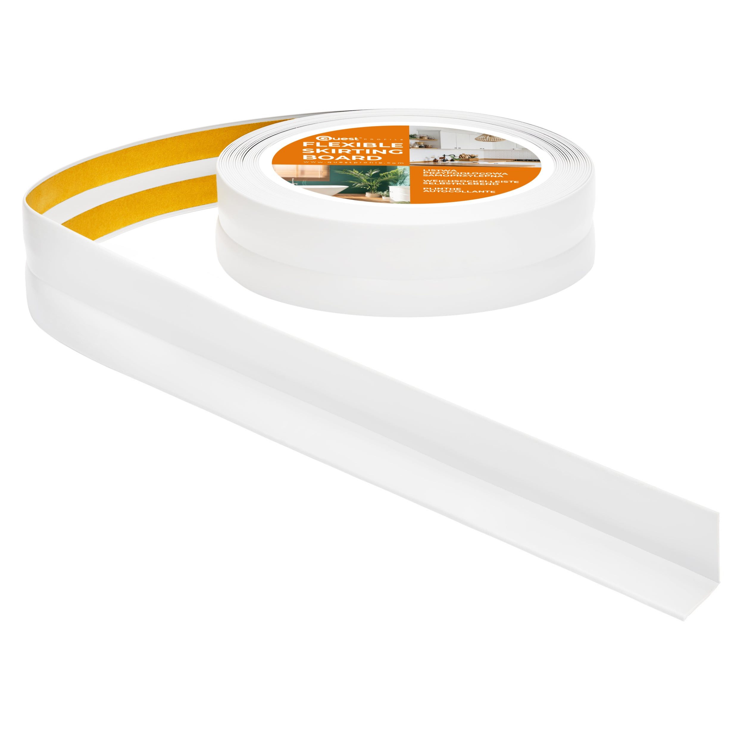 Quest Sockelleiste Weichsockelleiste Selbstklebend 18x18 mm, L: 500,00 cm, H: 1,80 cm, Packung, 1-St., wasserfest, UV-beständig, für Küche & Bad