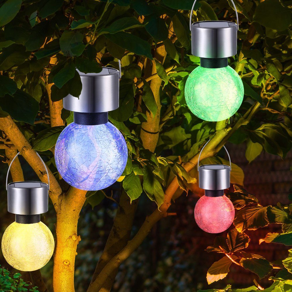 fest LED Leuchte Kugel verbaut, Hänge RGB Strahler Crackle Design LED-Leuchtmittel Farbwechsel, Außen-Deckenleuchte, Garten Solar Lampe etc-shop
