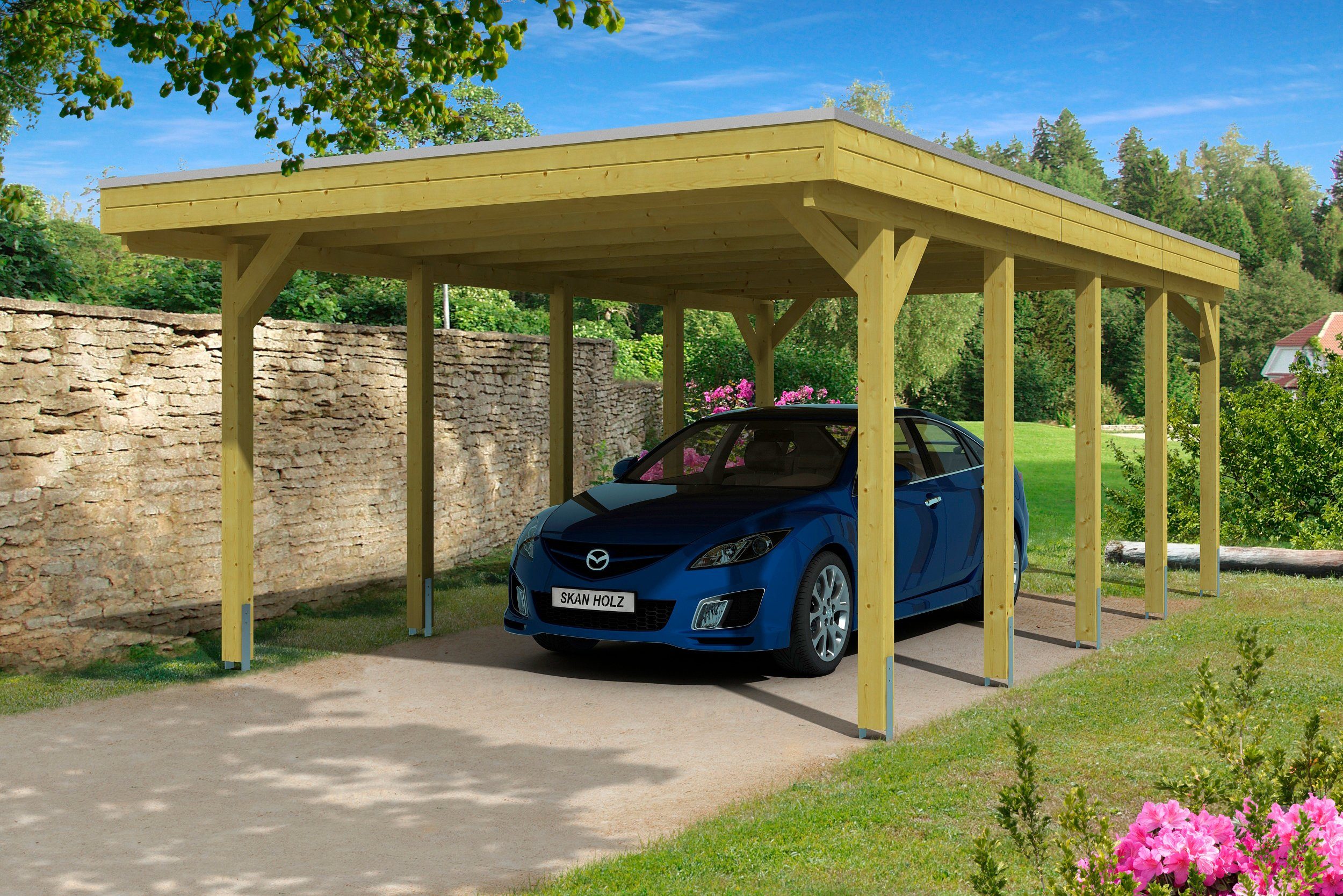 Skanholz Einzelcarport Friesland, BxT: 397x708 cm, 207 cm Einfahrtshöhe