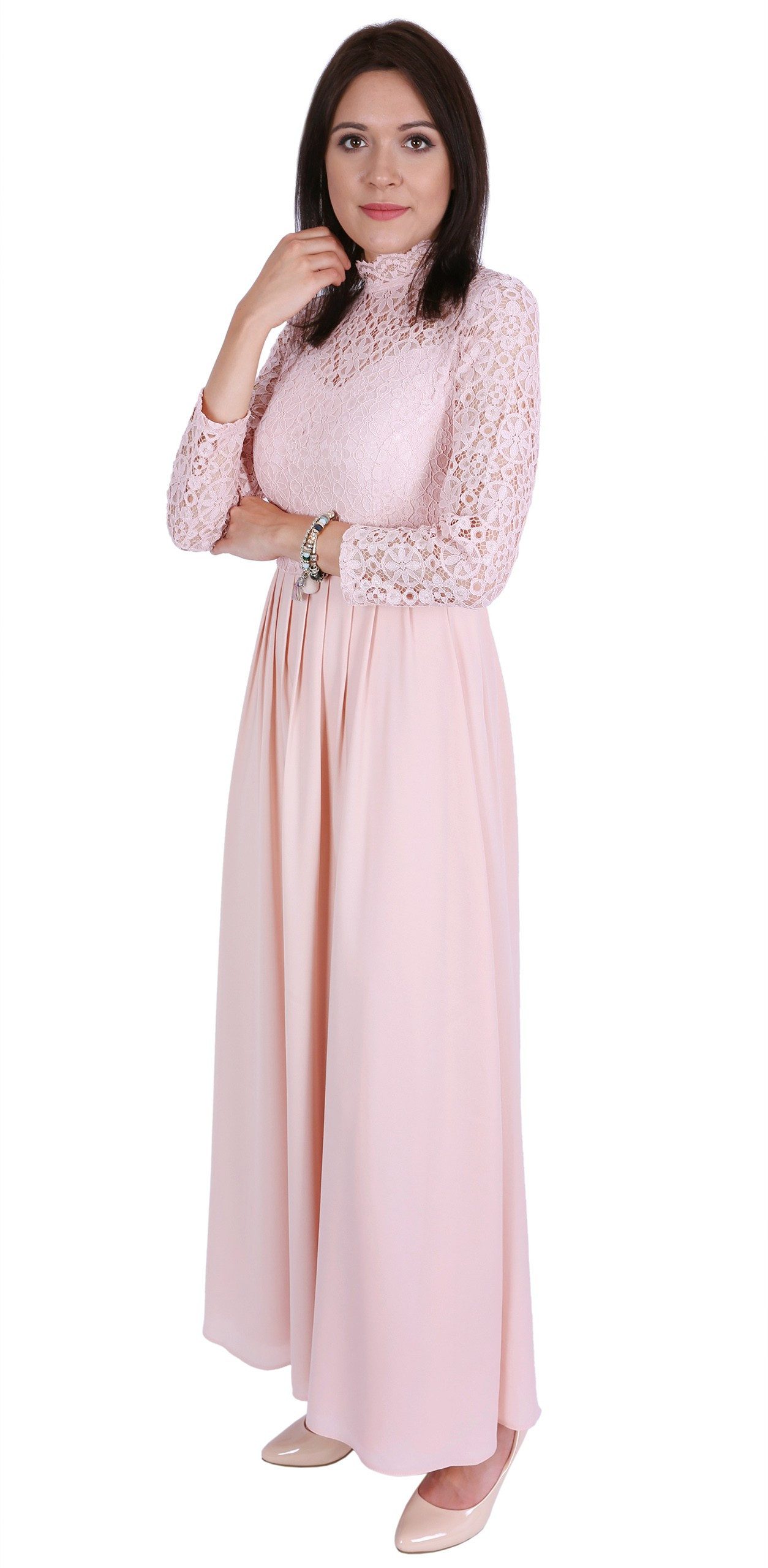 Sarcia.eu Maxikleid John Zack Lachsfarbenes Maxikleid mit 3/4-Ärmeln S