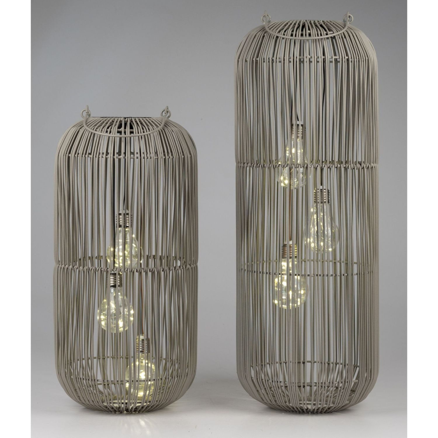 formano LED Tischleuchte Rattan-Optik, LED, Solarbetrieben, Grau, Bänder, H: 60cm