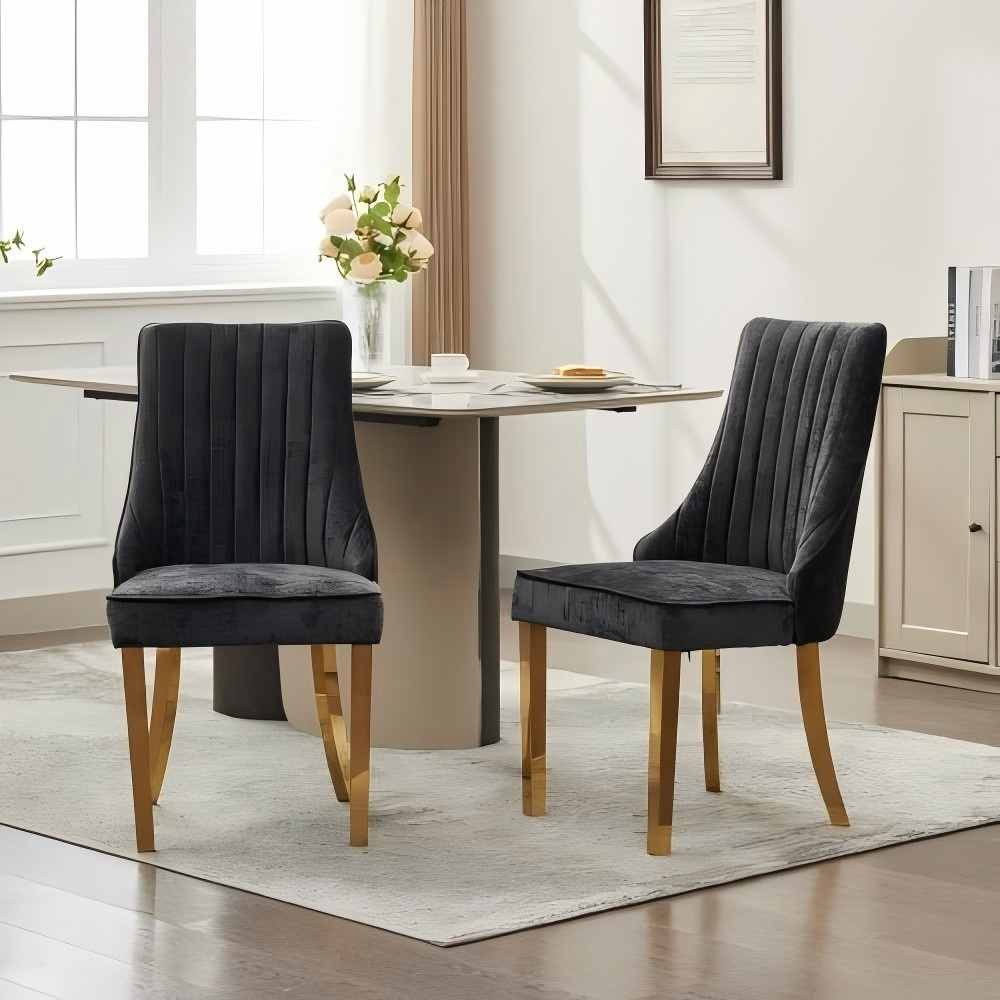 Totnz Stuhl Akzentstuhl für Esszimmer mit Beinen aus goldenem Edelstahl, 2er-Set