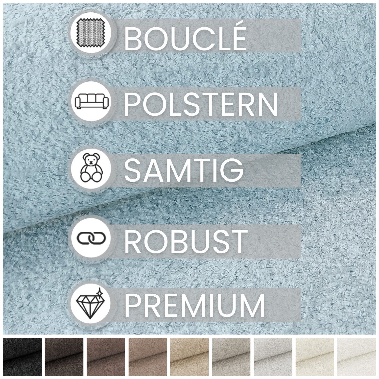 novely® Stoff MONIQUE Samtweicher Bouclé-Polsterstoff, Möbelstoff in Erdtönen, Schwer Entzündbar, Kuschelweich, Robust – Bild 2 von 5
