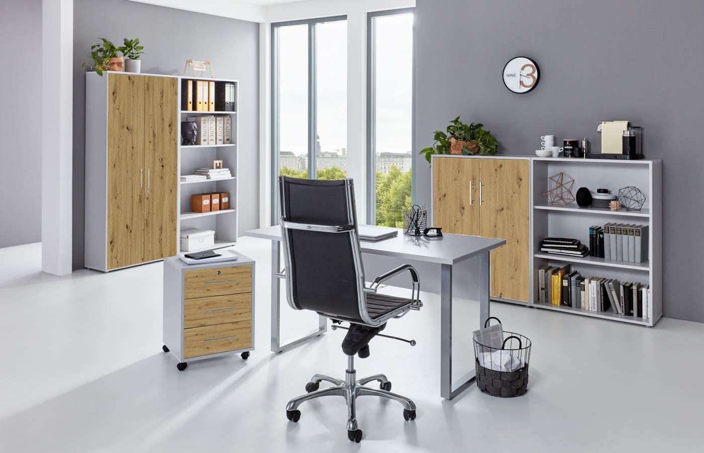 BMG Möbel Büromöbel-Set Office Edition Mini Set 1, (Büromöbel komplett Set, 6-tlg., 6-tlg), ideal für Arbeitszimmer und Homeoffice