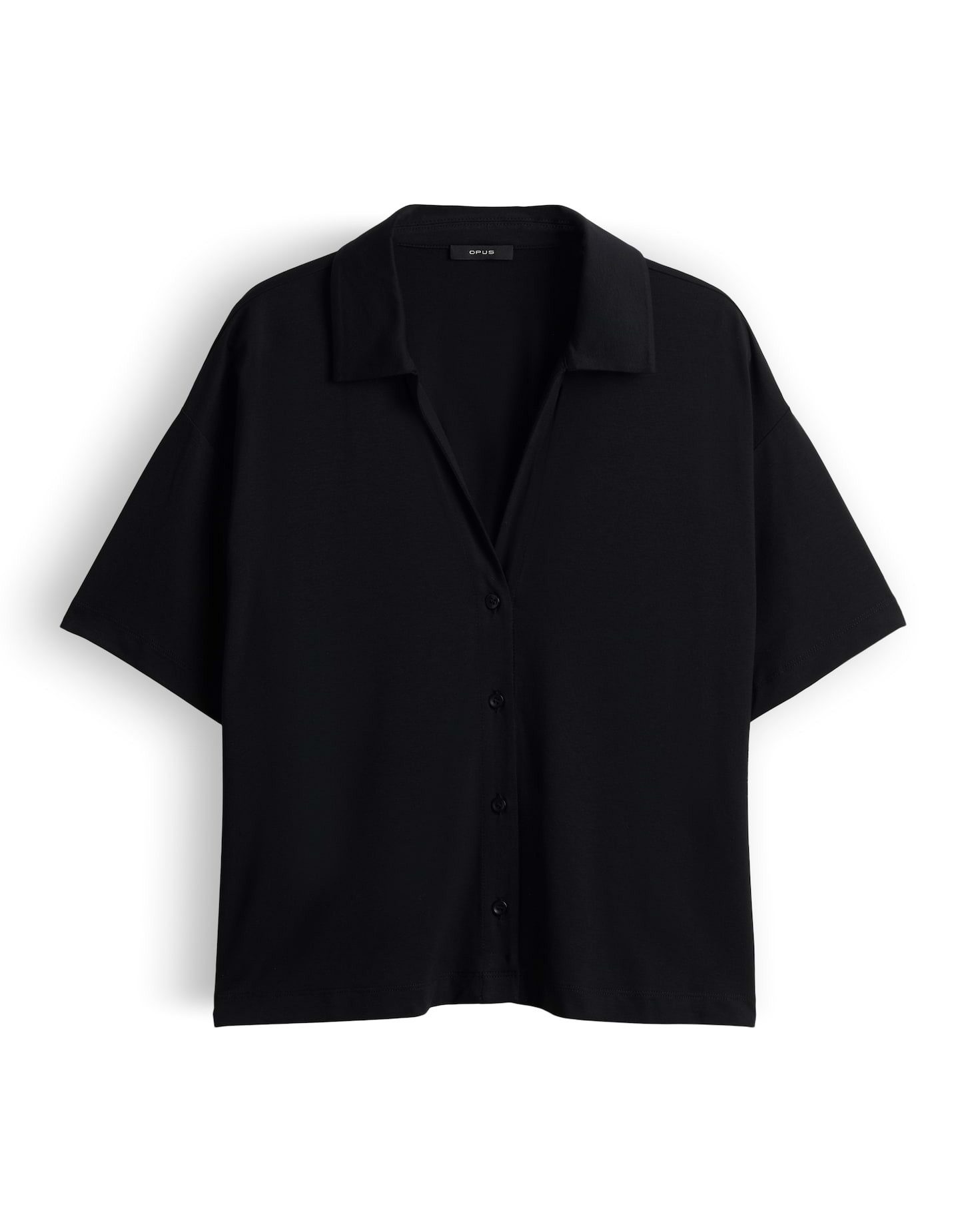 OPUS Kurzarmshirt Sajacki aus glattem Jersey mit Stretchkomfort Der überschnittene Arm sorgt für eine relaxte Silhouette