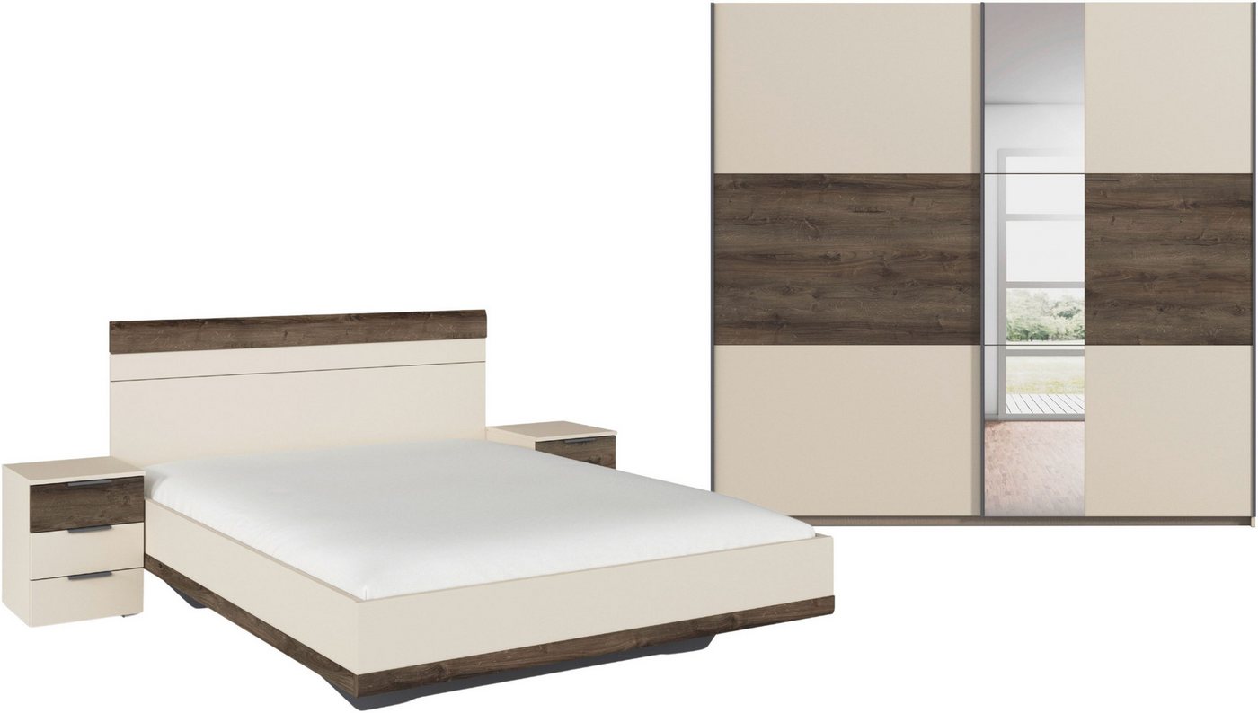 rauch Schlafzimmer-Set Komplettschlafzimmer Schlafzimmer Schlafzimmermöbel SAJO, (Set, 4-tlg., Set: Kleiderschrank mit/ohne Spiegel, Bett in 2 Breiten, 2 Nachttische), optional mit Spiegel am Kleiderschrank MADE IN GERMANY
